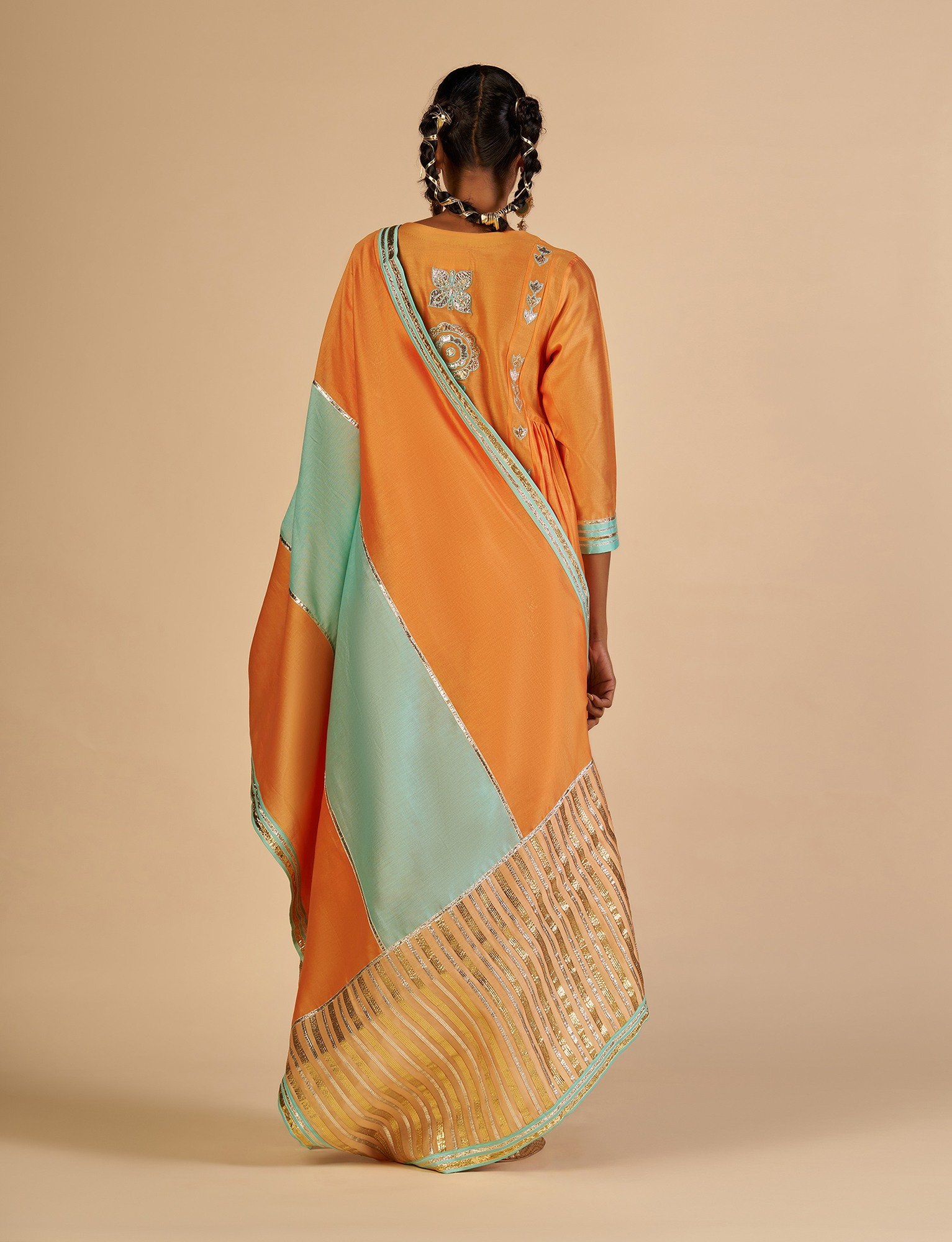 Orange Gathered Kurta