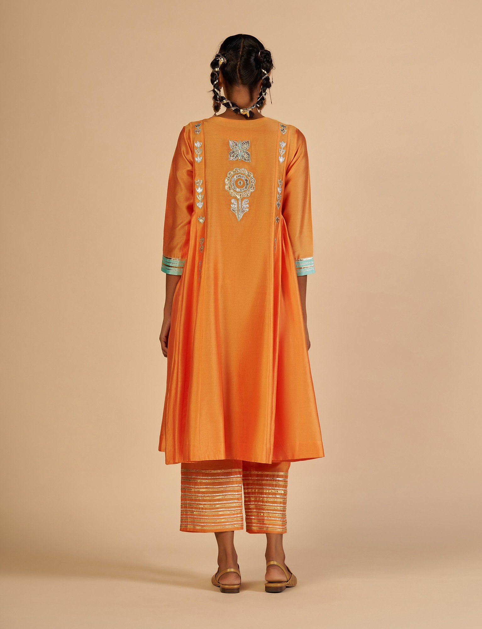 Orange Gathered Kurta