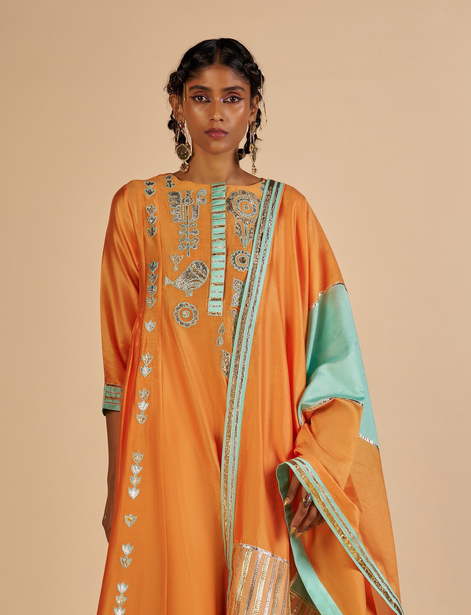 Orange Gathered Kurta