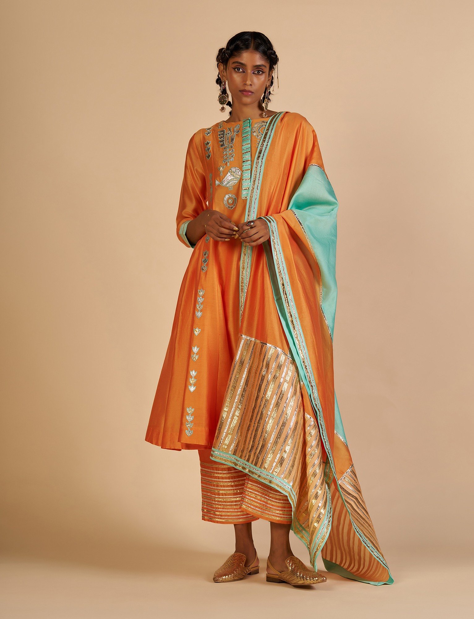 Orange Gathered Kurta