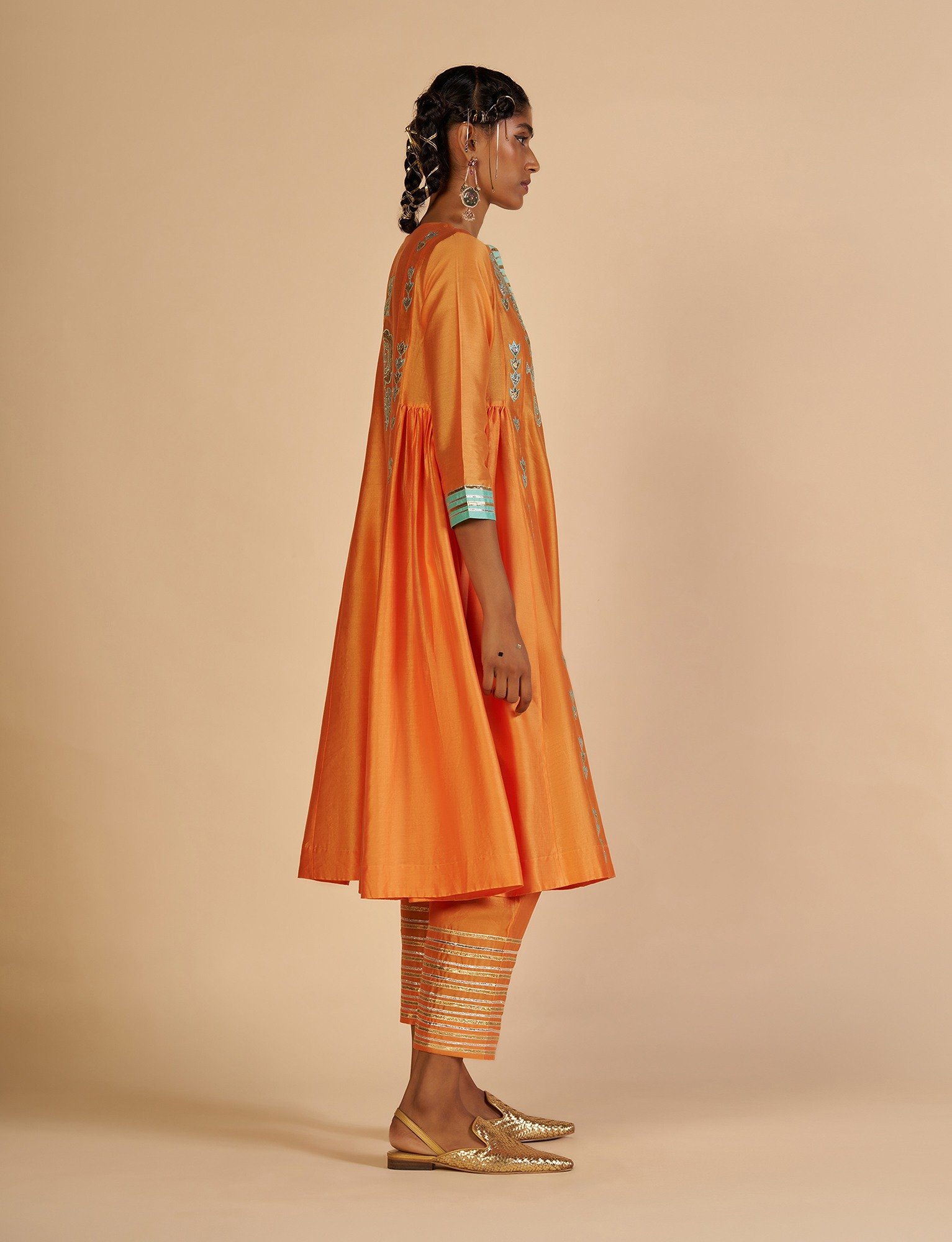 Orange Gathered Kurta