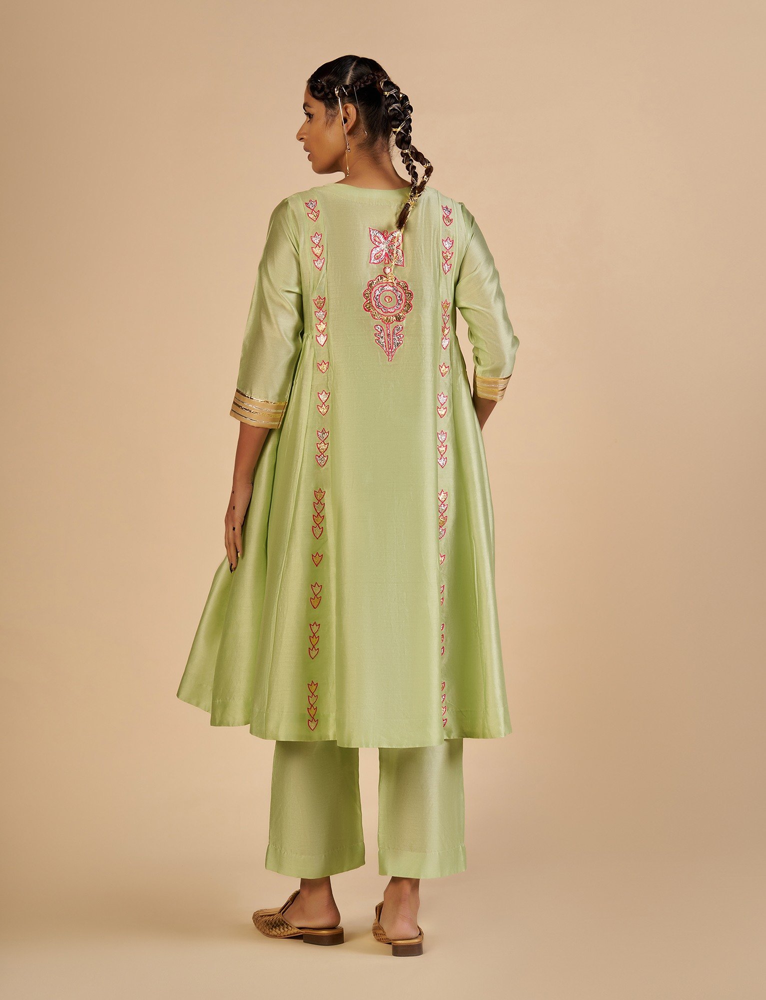 Green Gathered Kurta