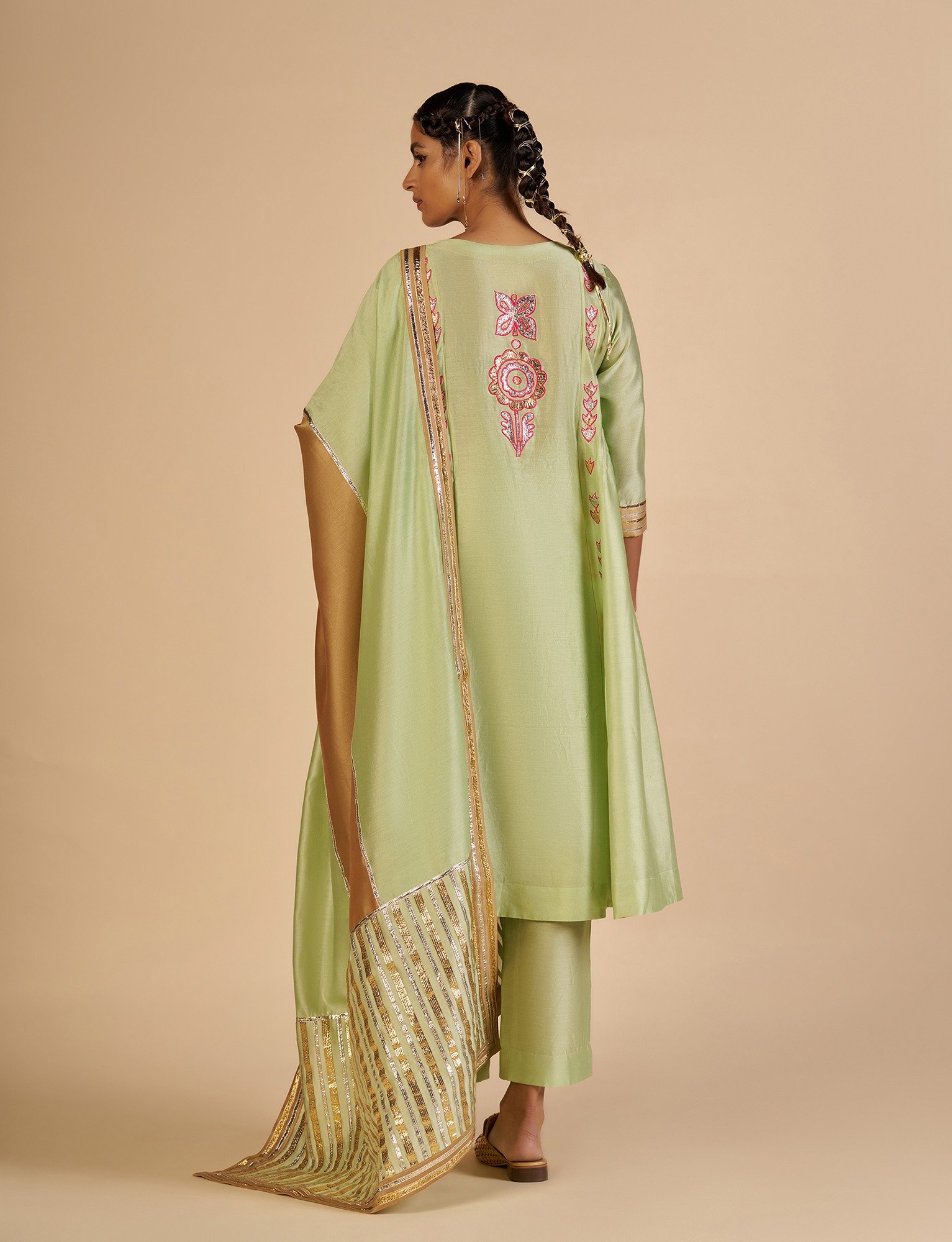 Green Gathered Kurta