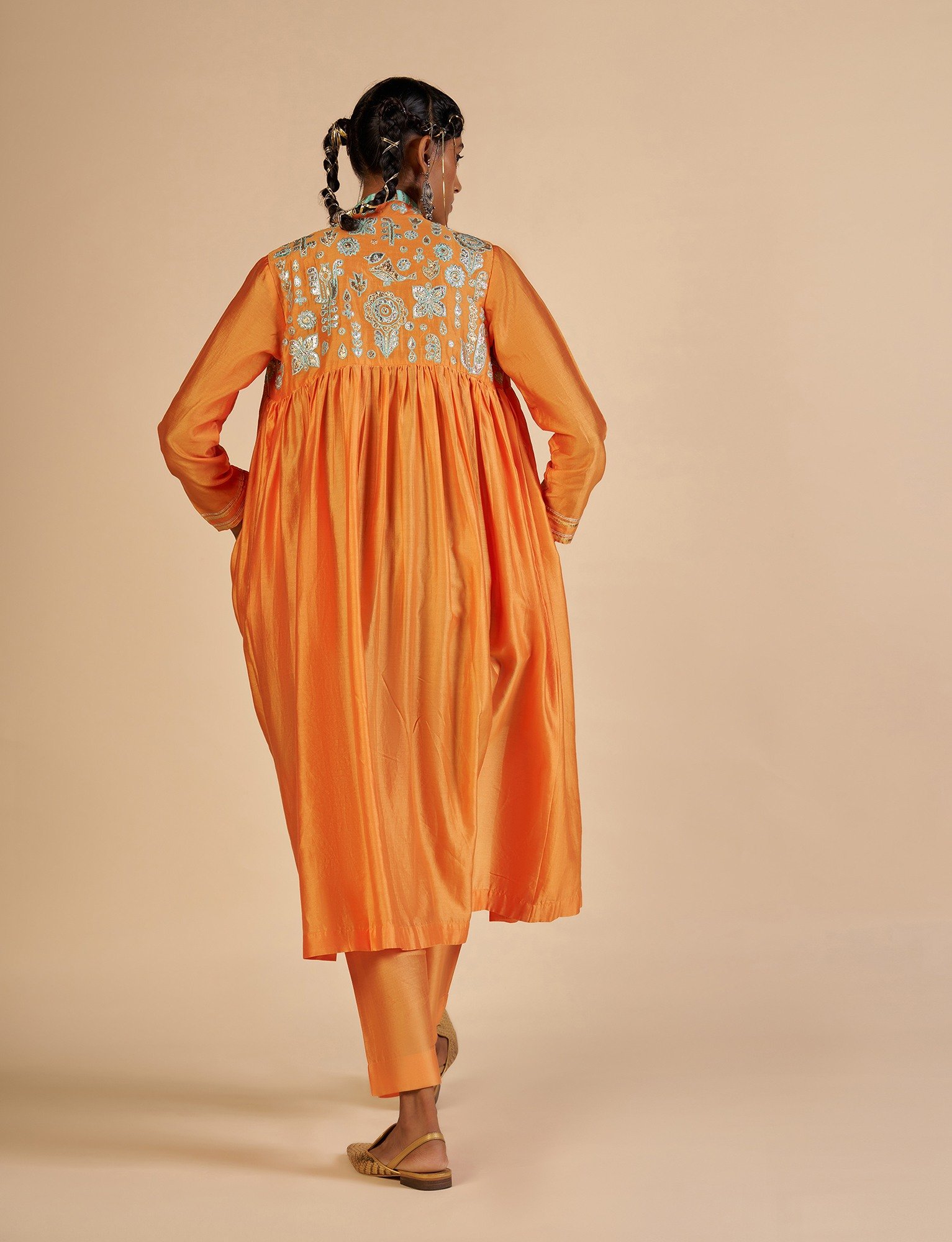 Orange Gathered Coat