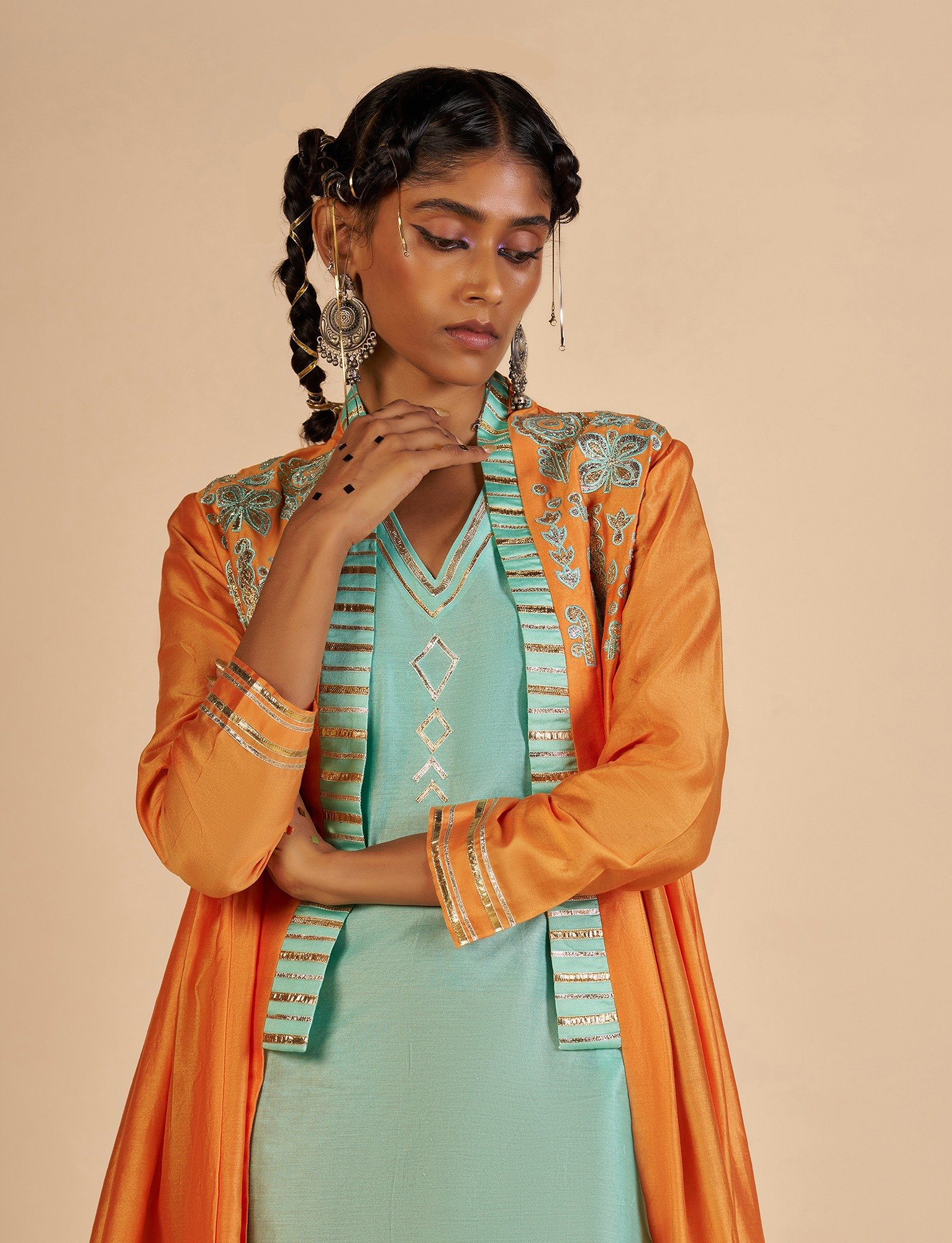 Orange Gathered Coat