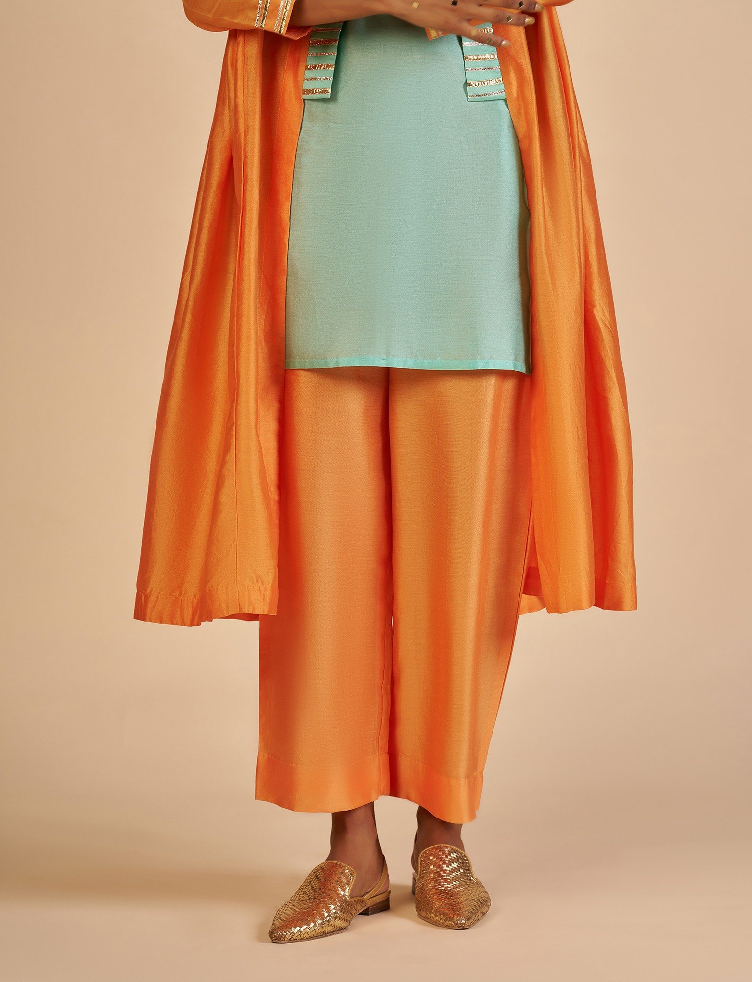 Orange Gathered Coat
