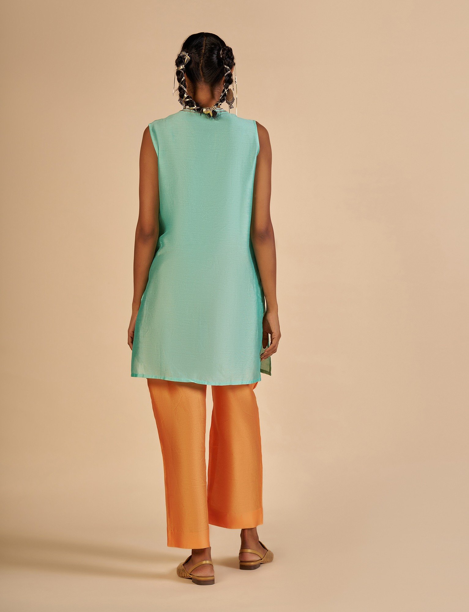 Orange Gathered Coat