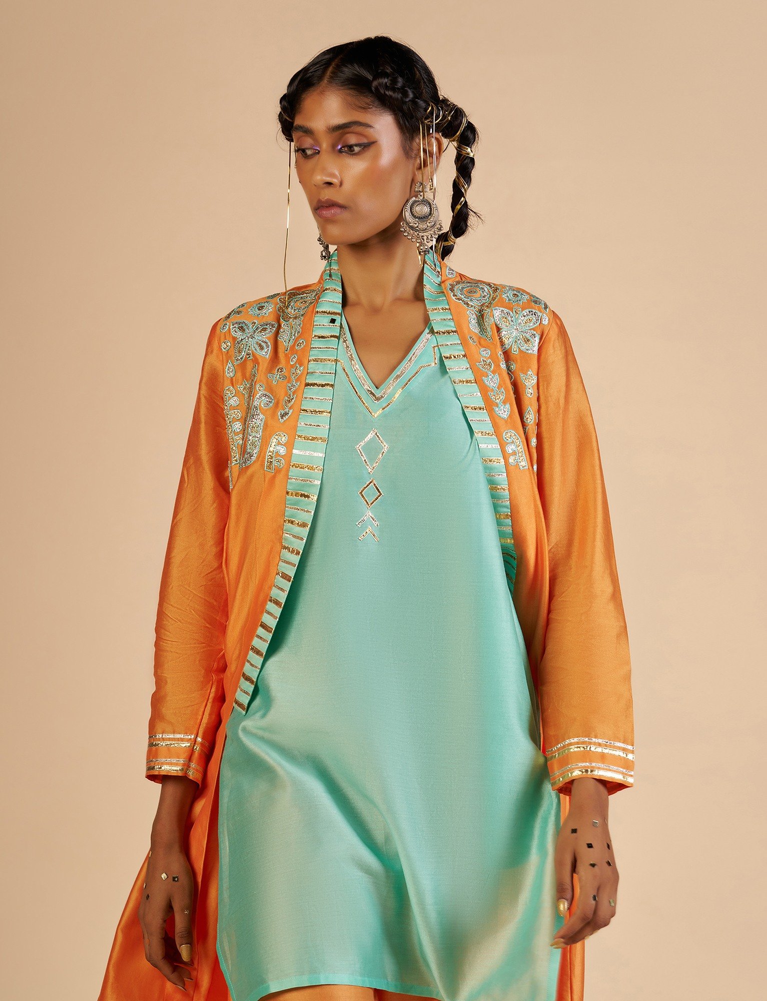 Orange Gathered Coat