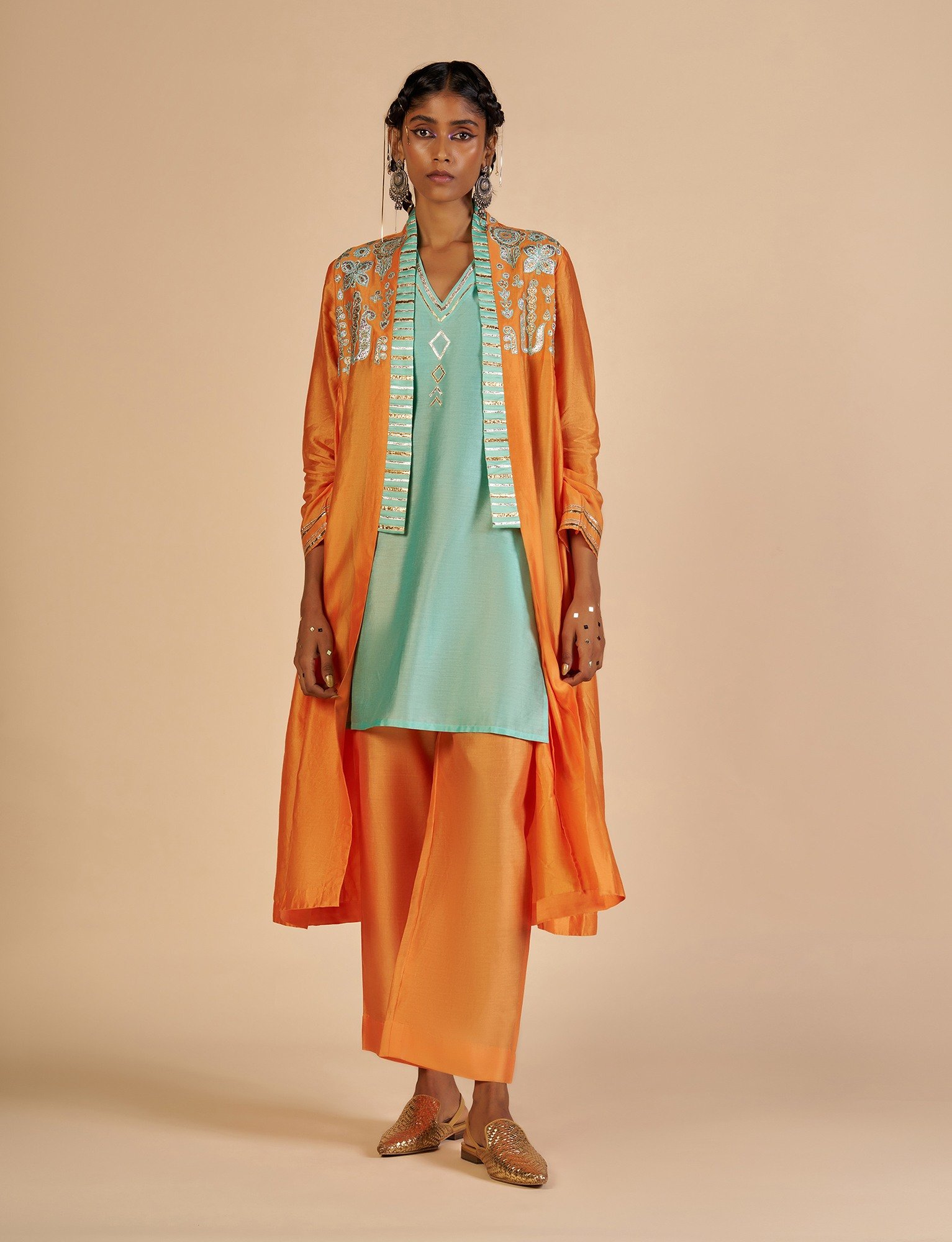 Orange Gathered Coat