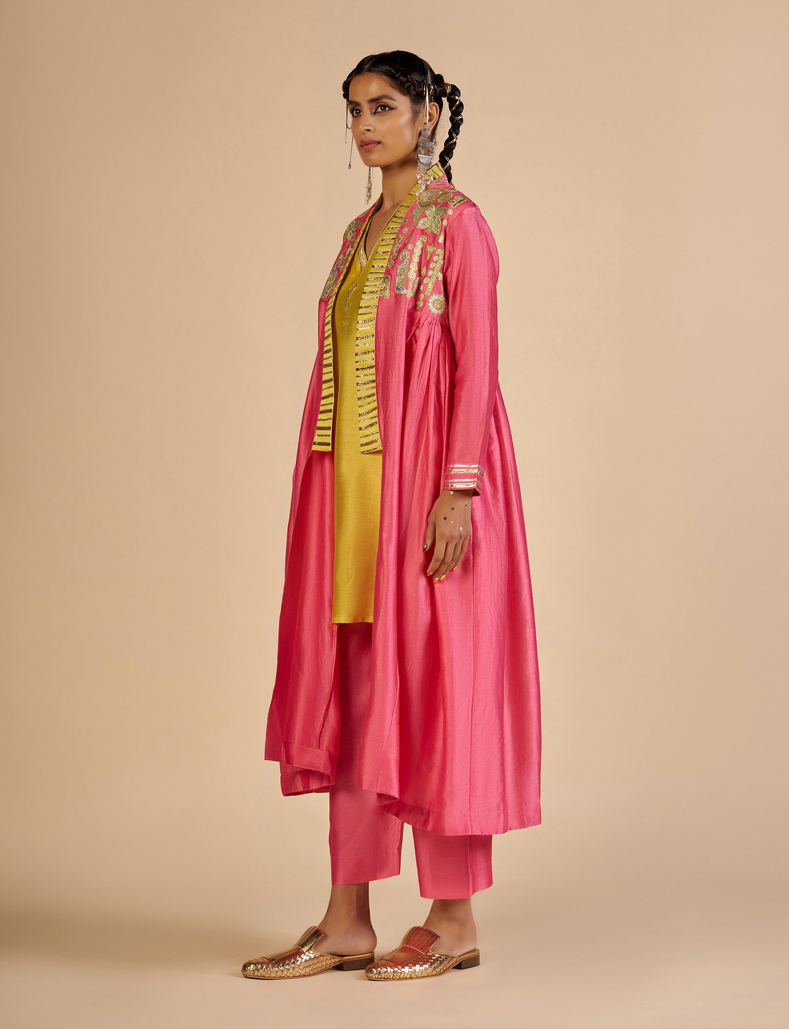 Pink Gathered Coat