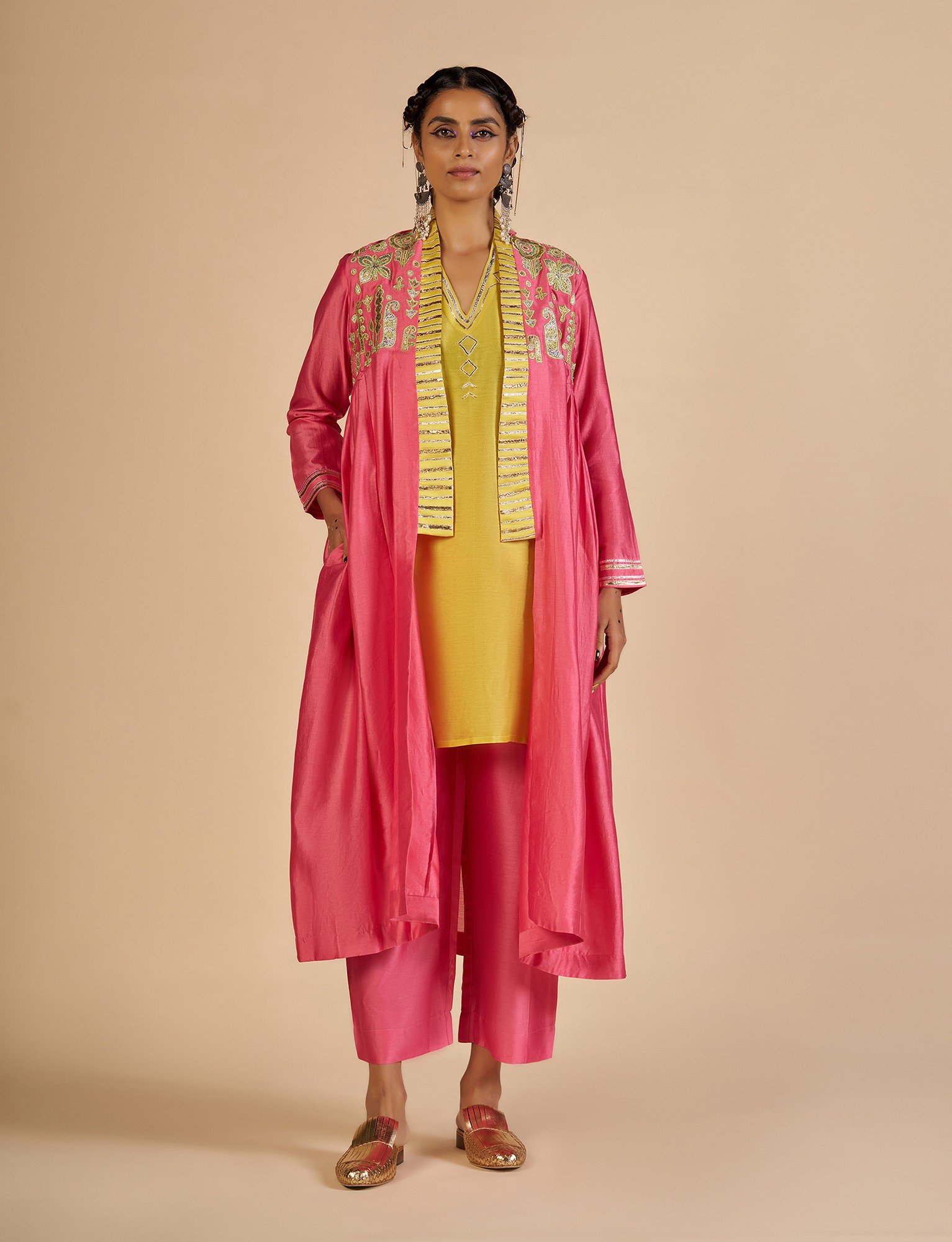 Pink Gathered Coat