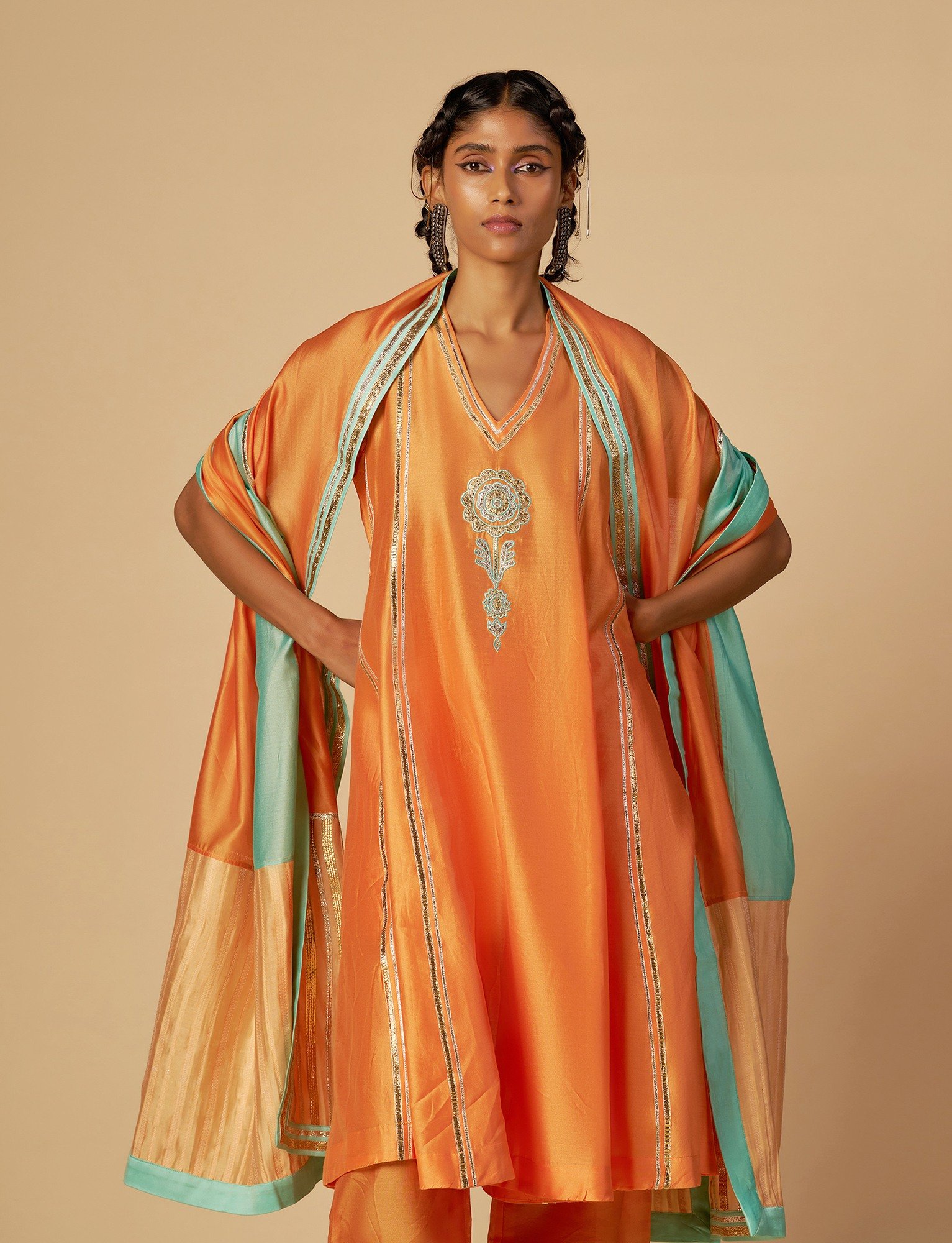 Orange Flared kurta