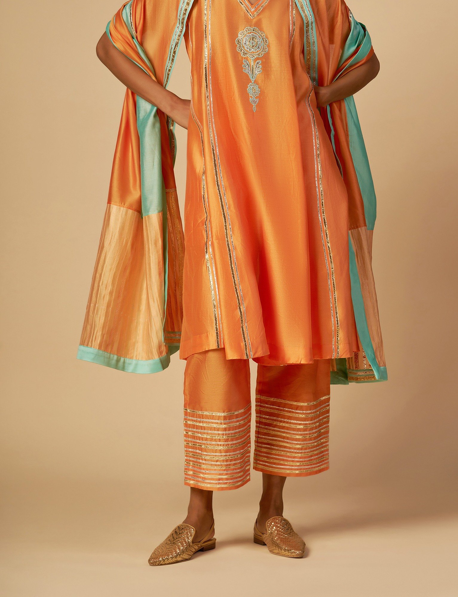 Orange Flared kurta