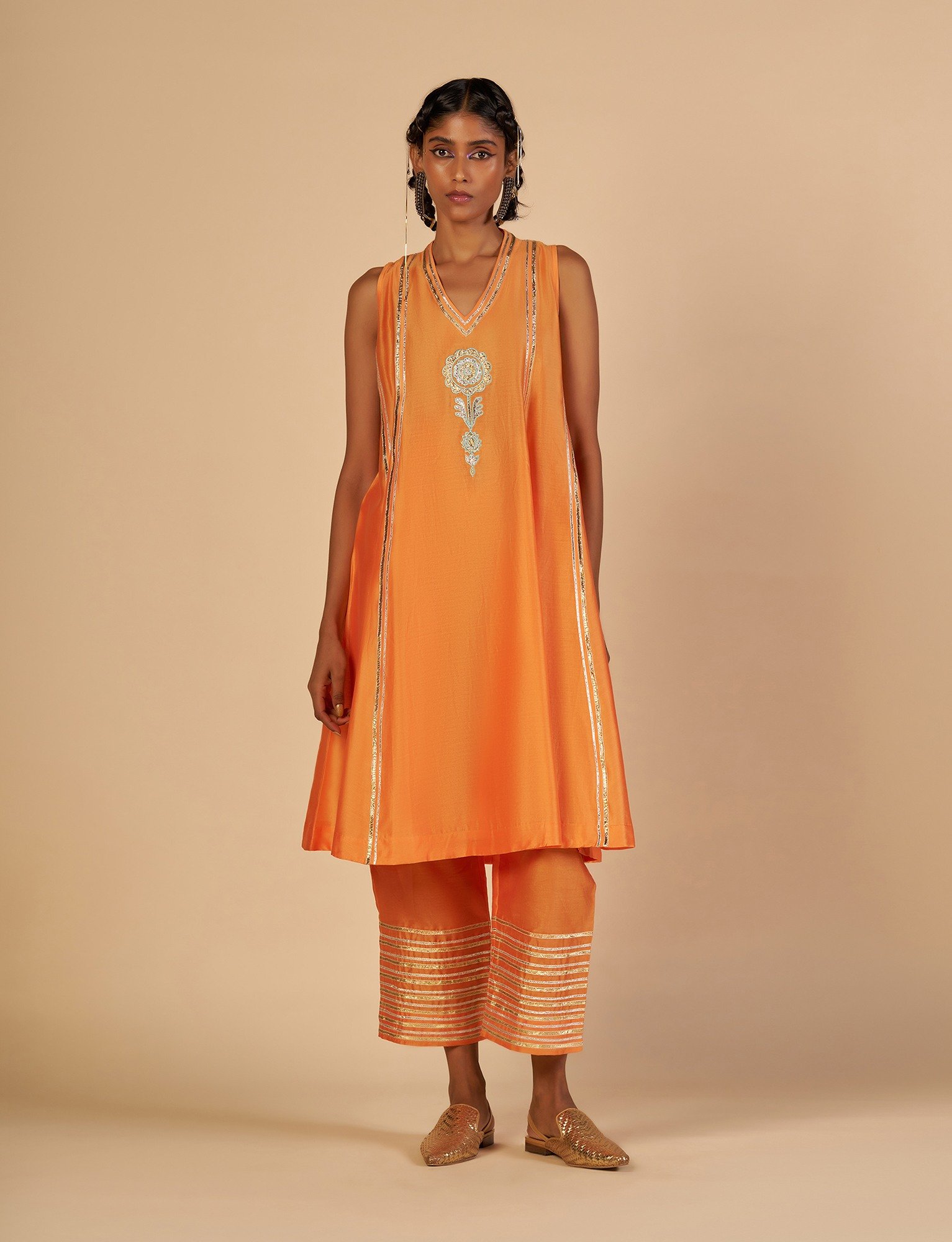 Orange Flared kurta