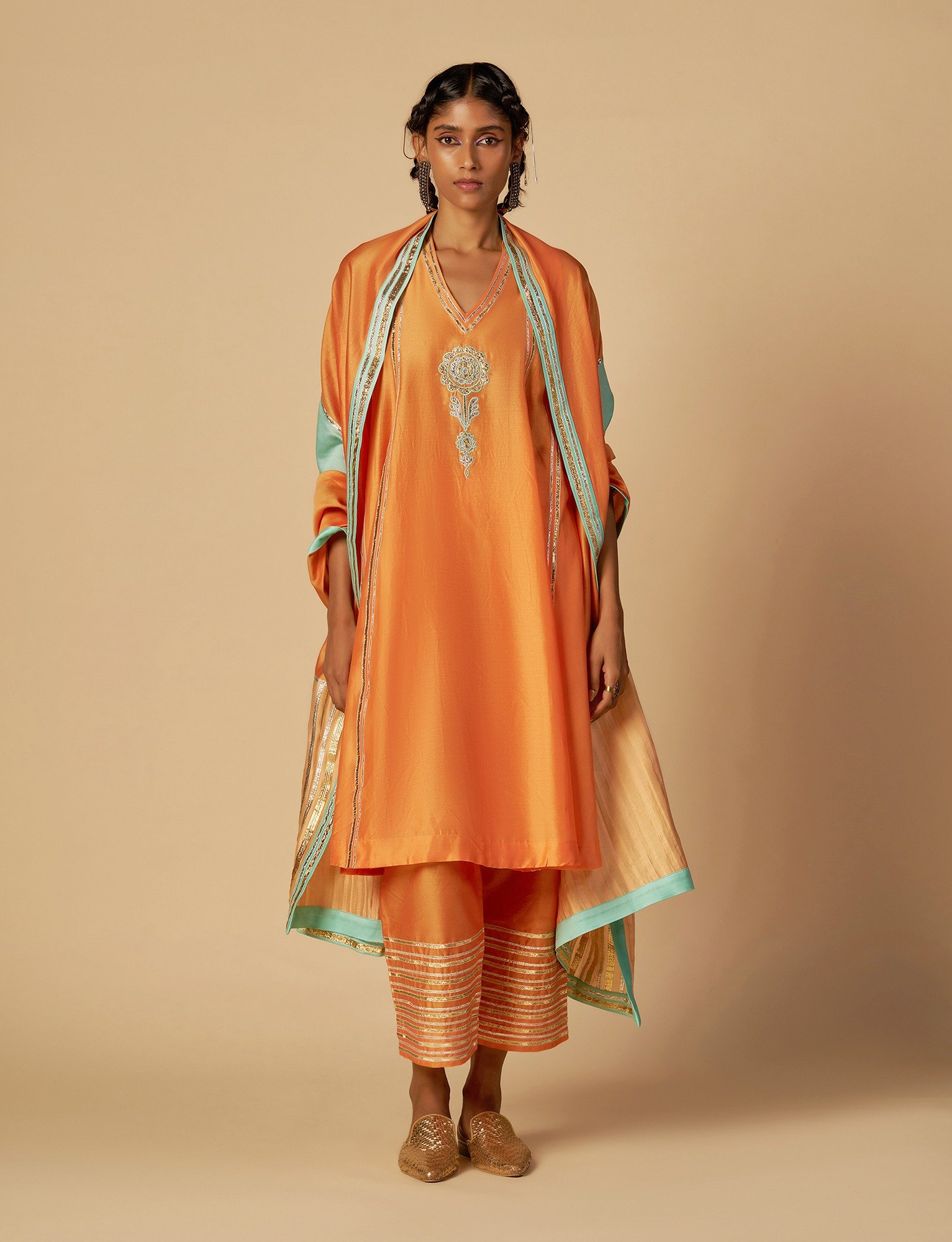 Orange Flared kurta