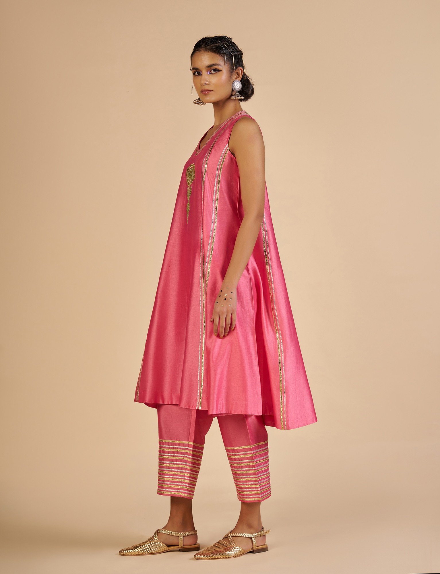 Pink Flared kurta