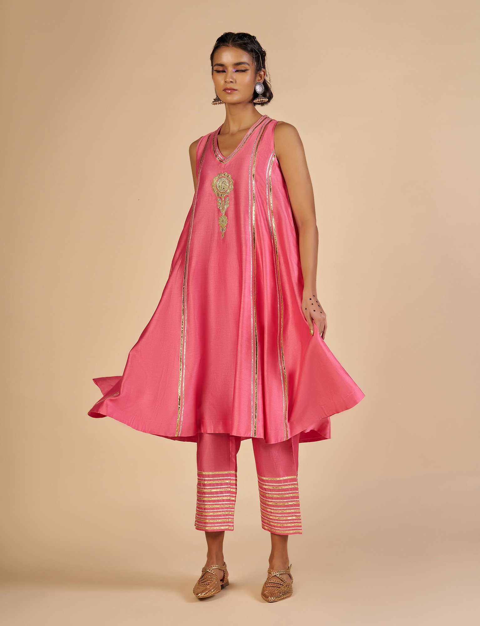 Pink Flared kurta