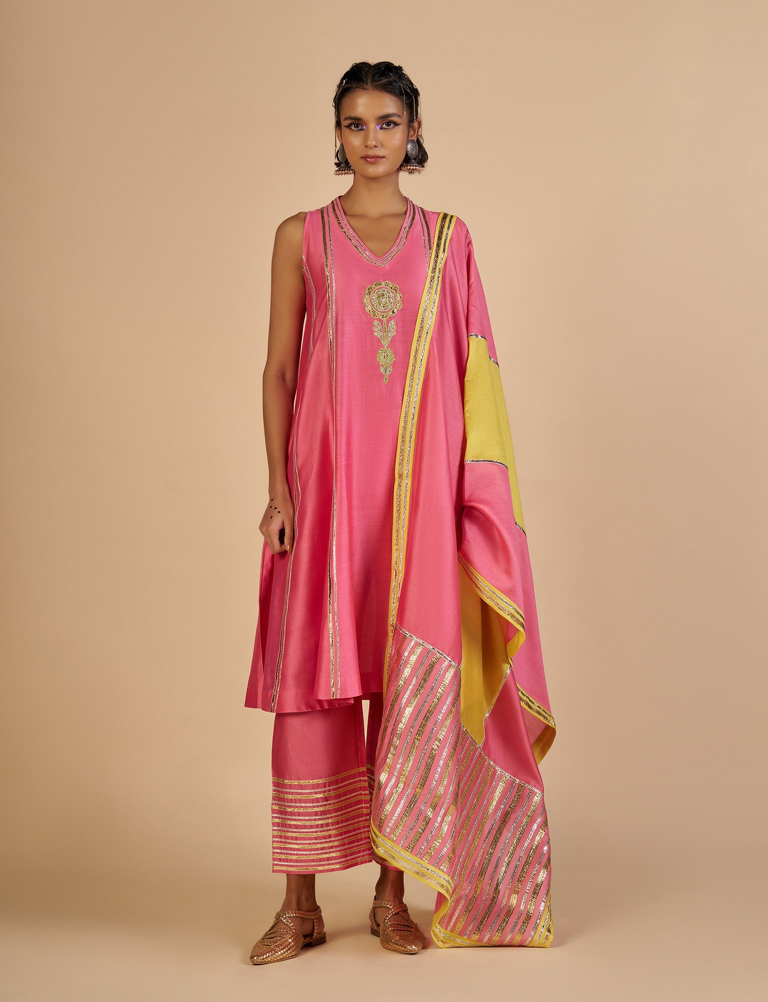 Pink Flared kurta