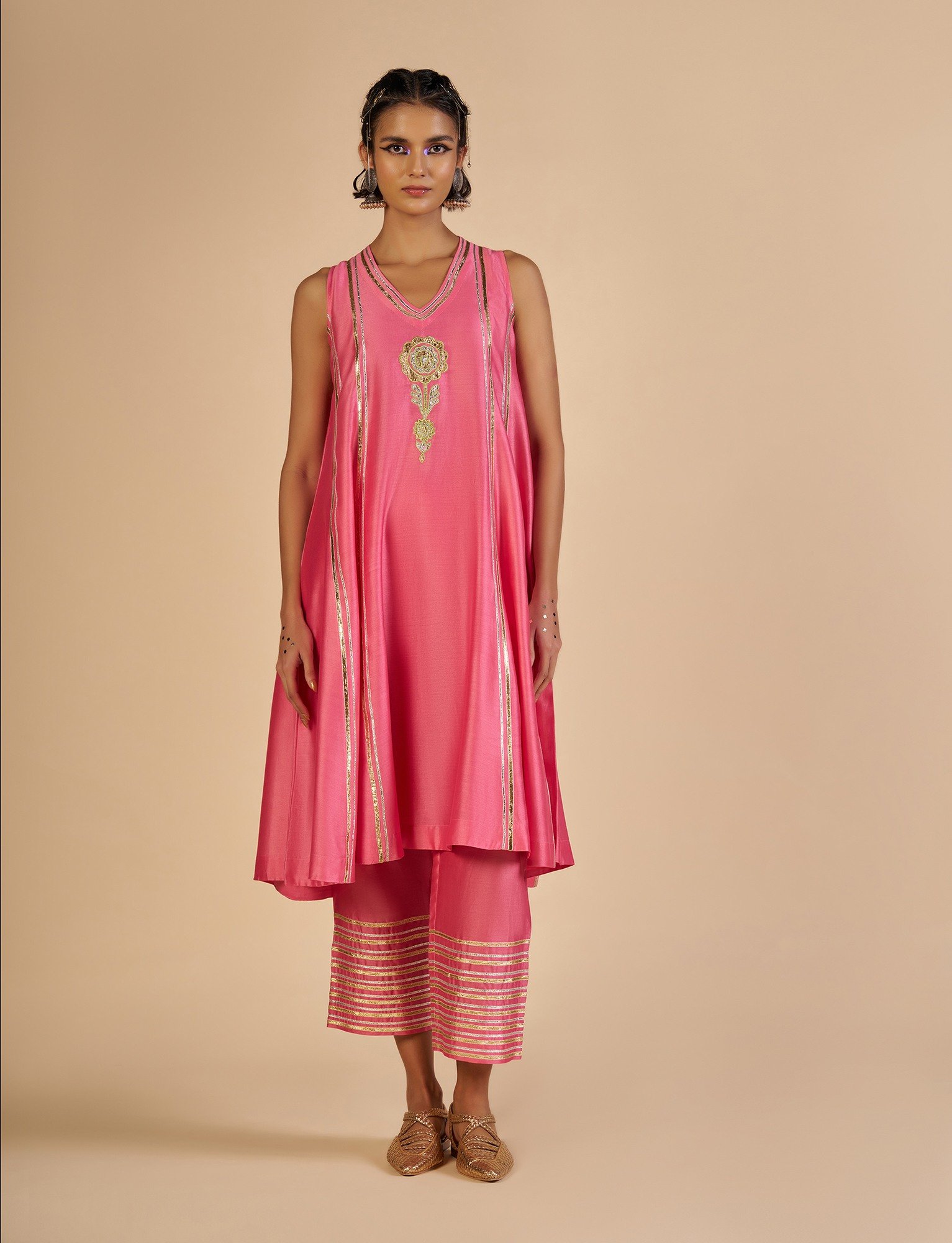 Pink Flared kurta