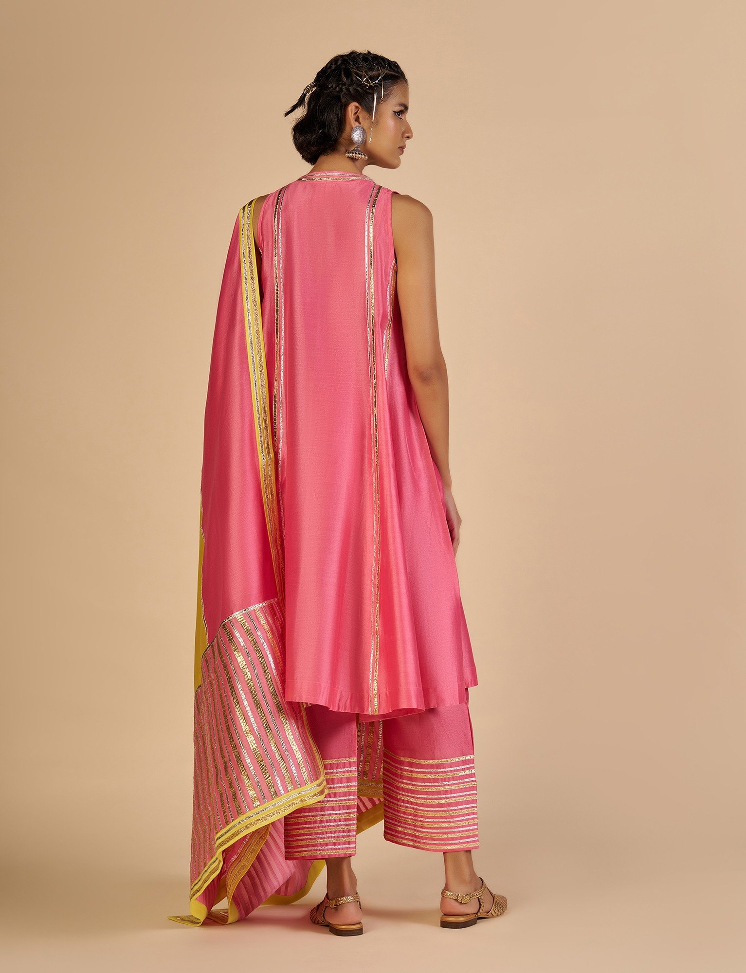 Pink Flared kurta