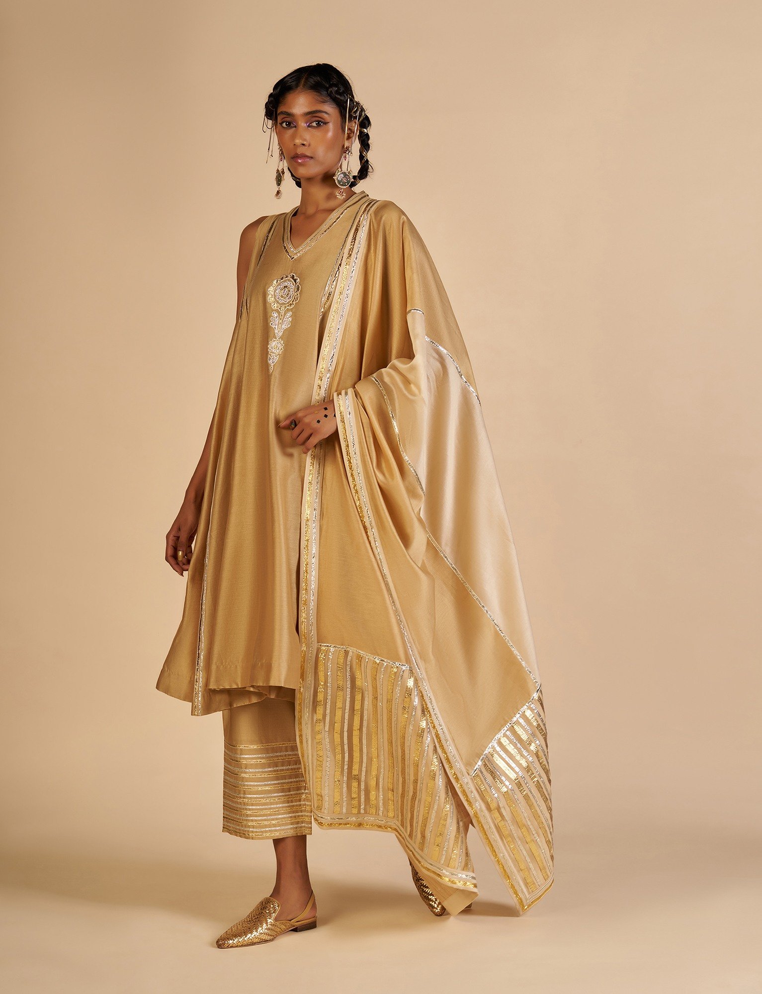 Beige Flared kurta