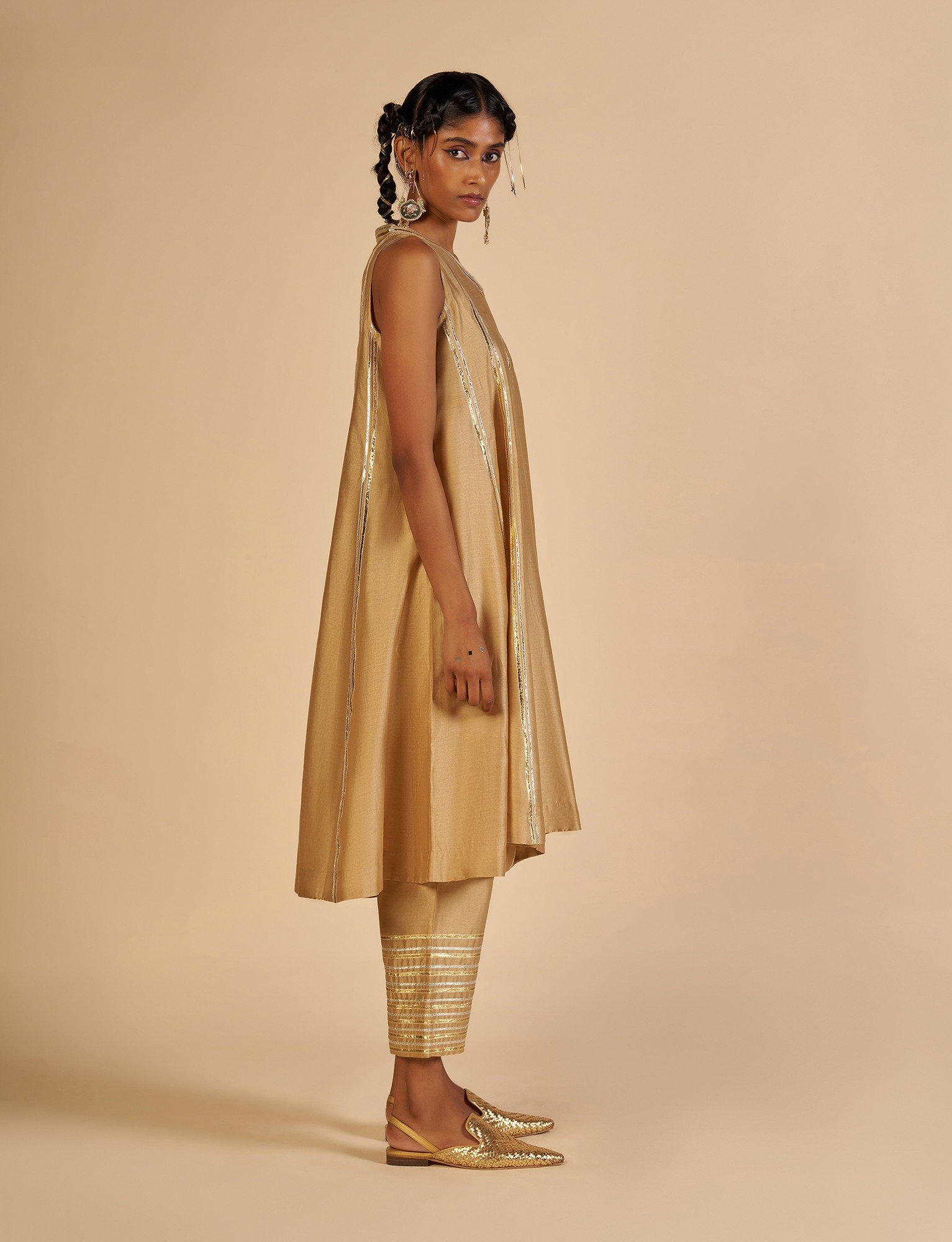 Beige Flared kurta