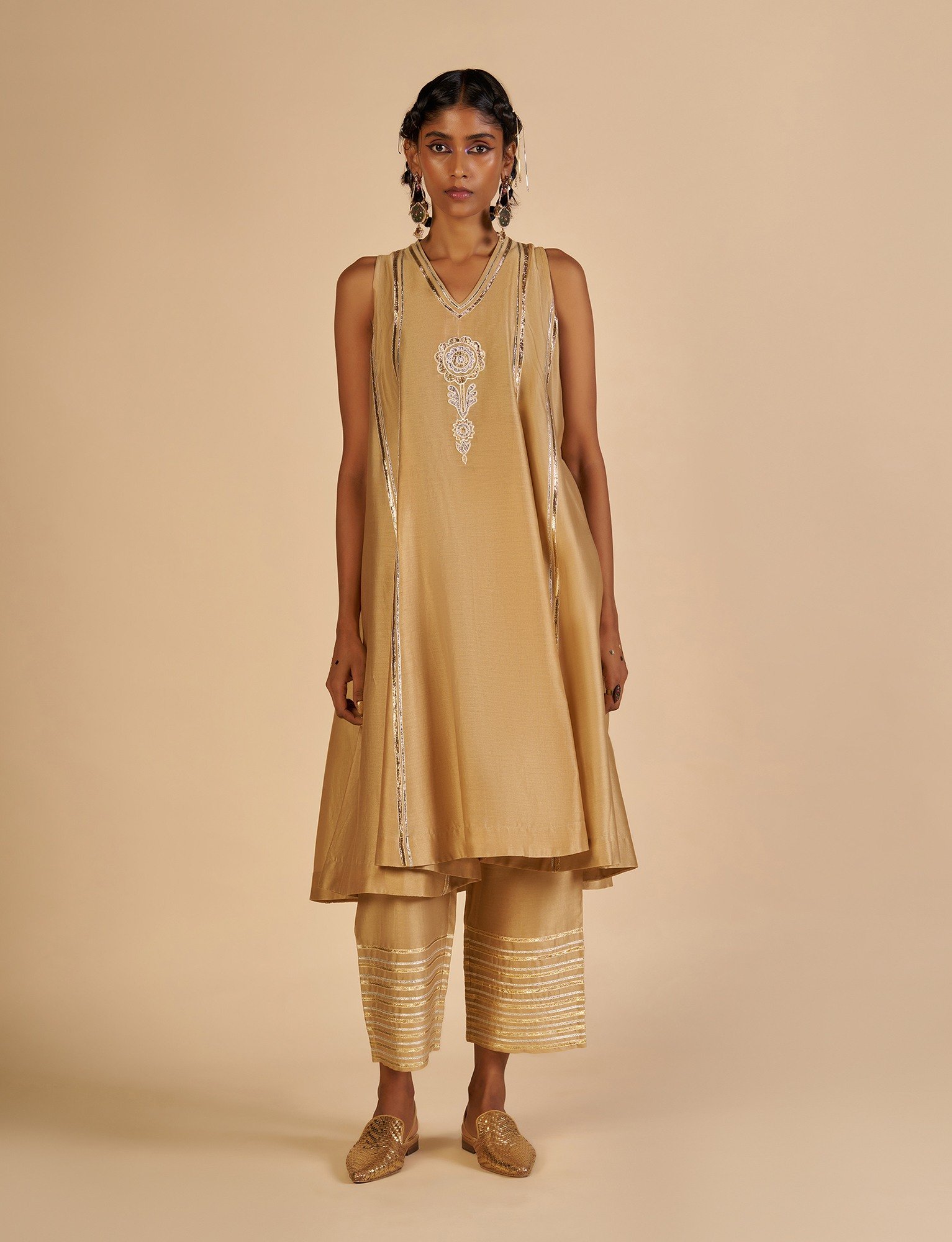 Beige Flared kurta
