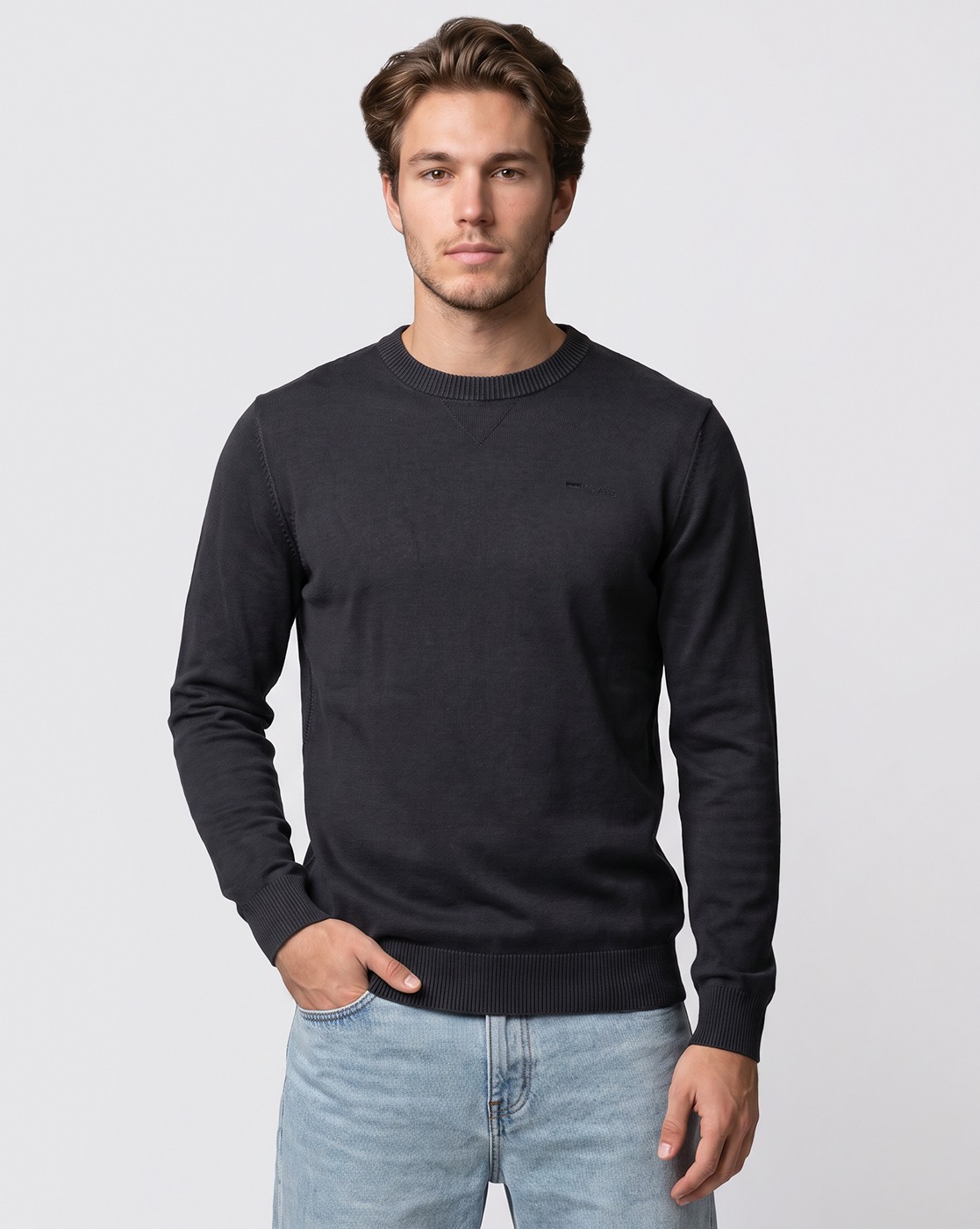 Men's Blue Regular Fit Knit Sweater