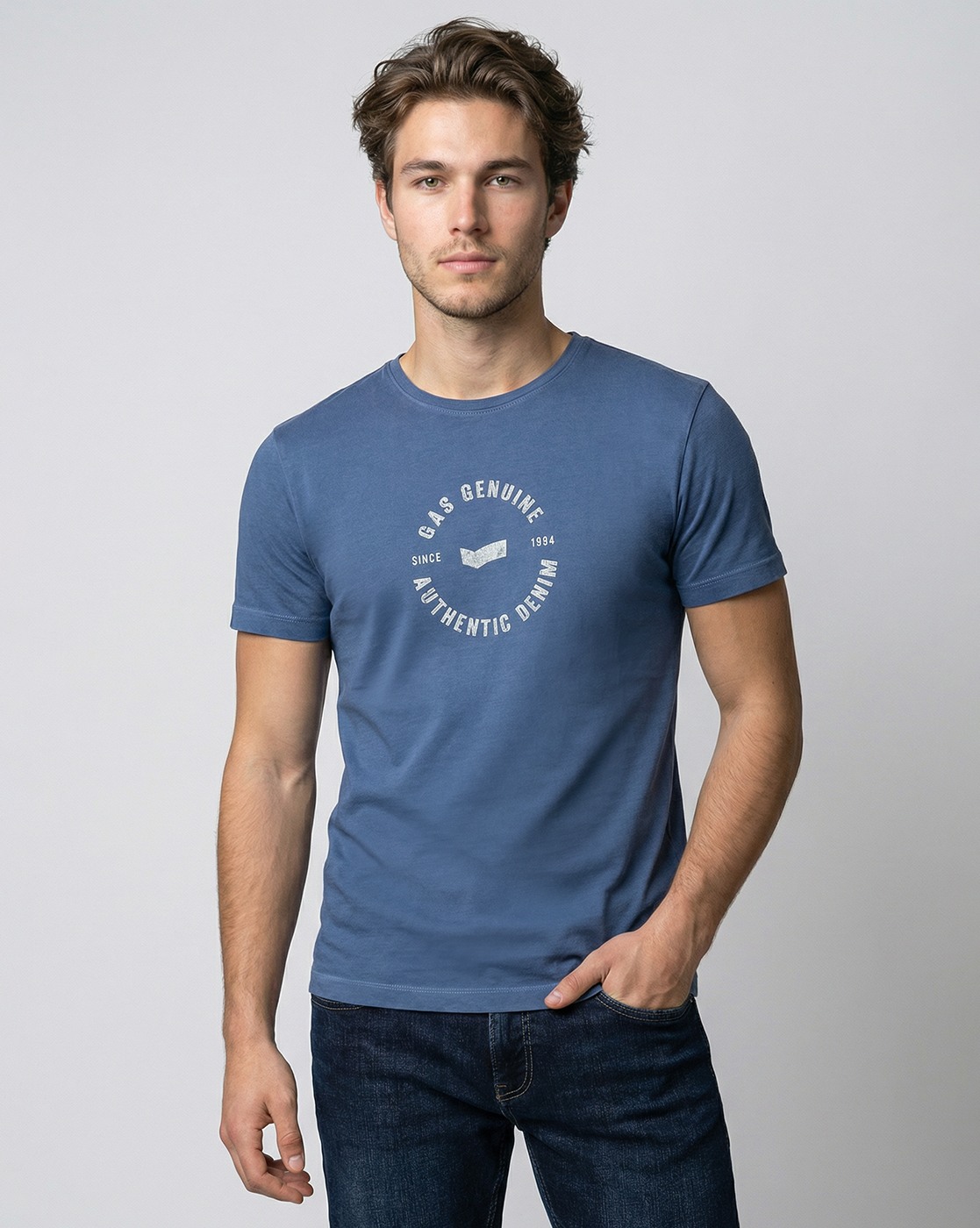 GAS | Slim Fit Crewneck T-Shirt with Signature Branding