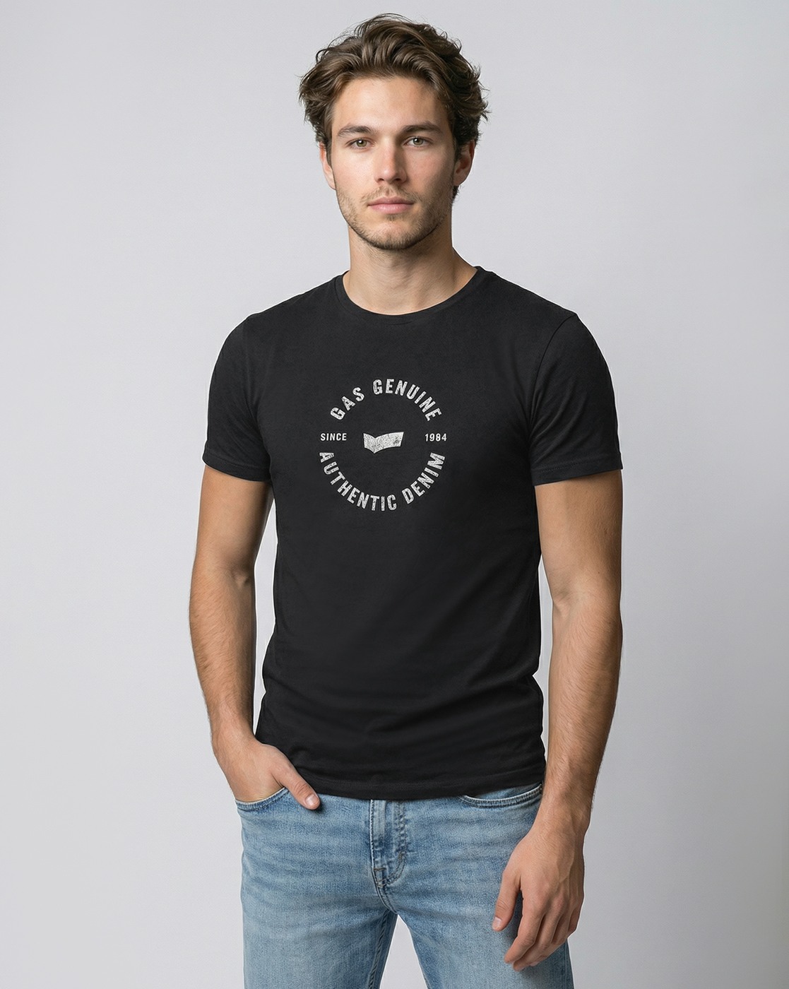 GAS | Slim Fit Crewneck T-Shirt with Signature Branding