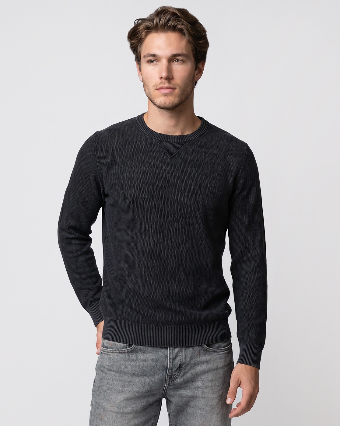 Men's Blue Regular Fit Knit Sweater