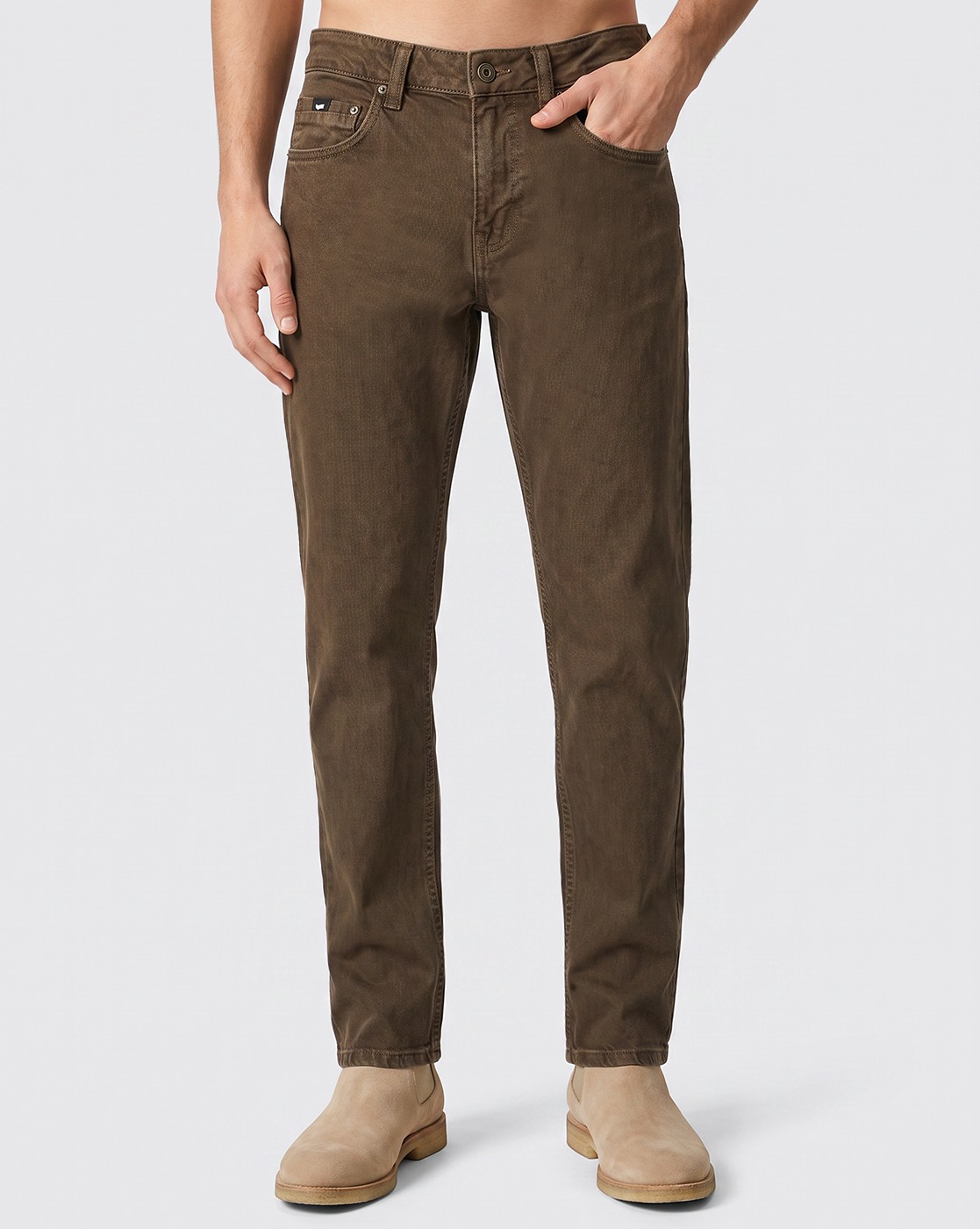 Men's Brown Straight Fit Jeans
