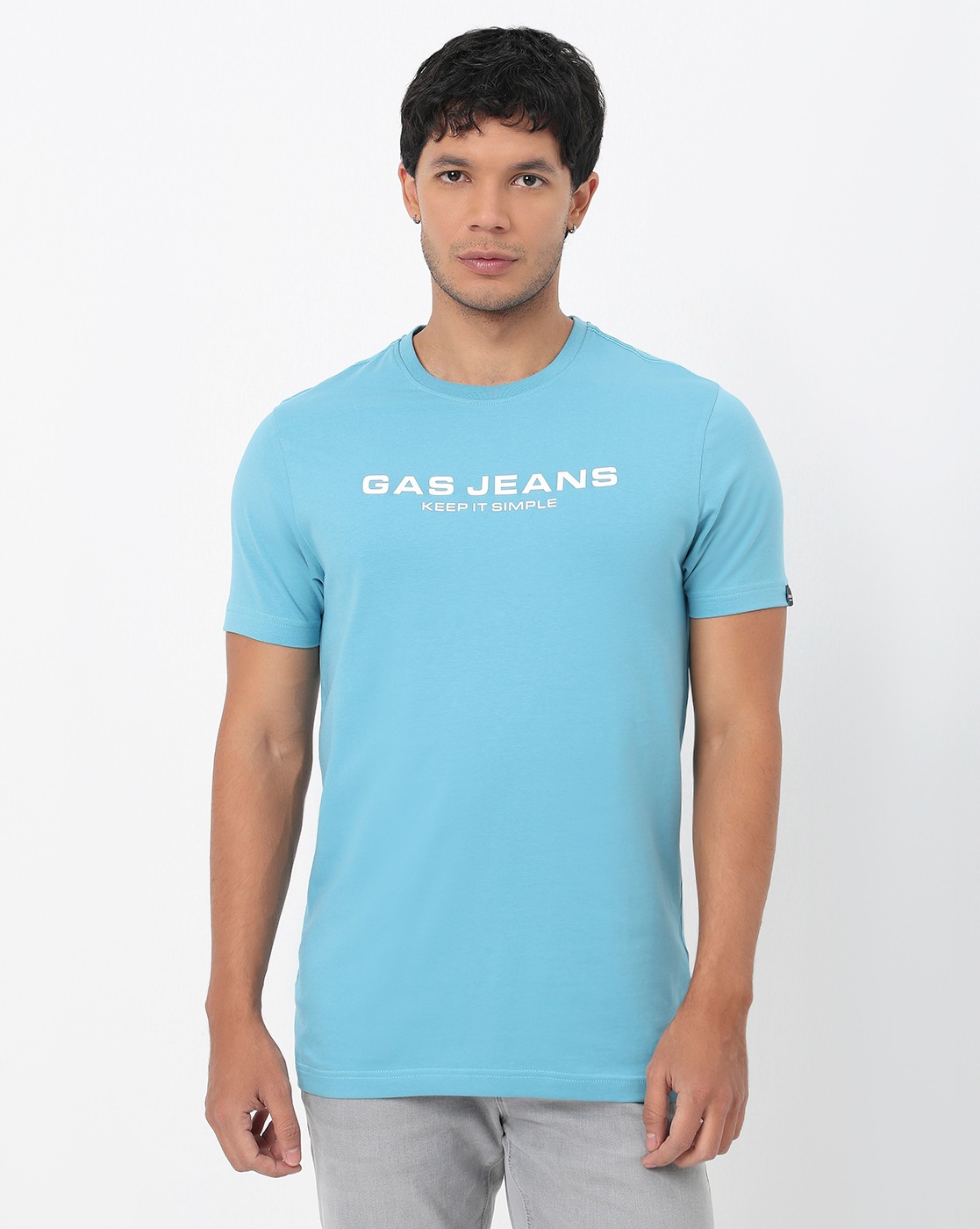 GAS | Noos Regular Fit Crewneck T-Shirt with Signature Branding