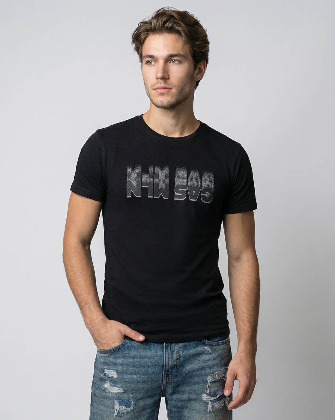 GAS | Afterlight Regular Fit Crewneck T-Shirt with Signature Branding