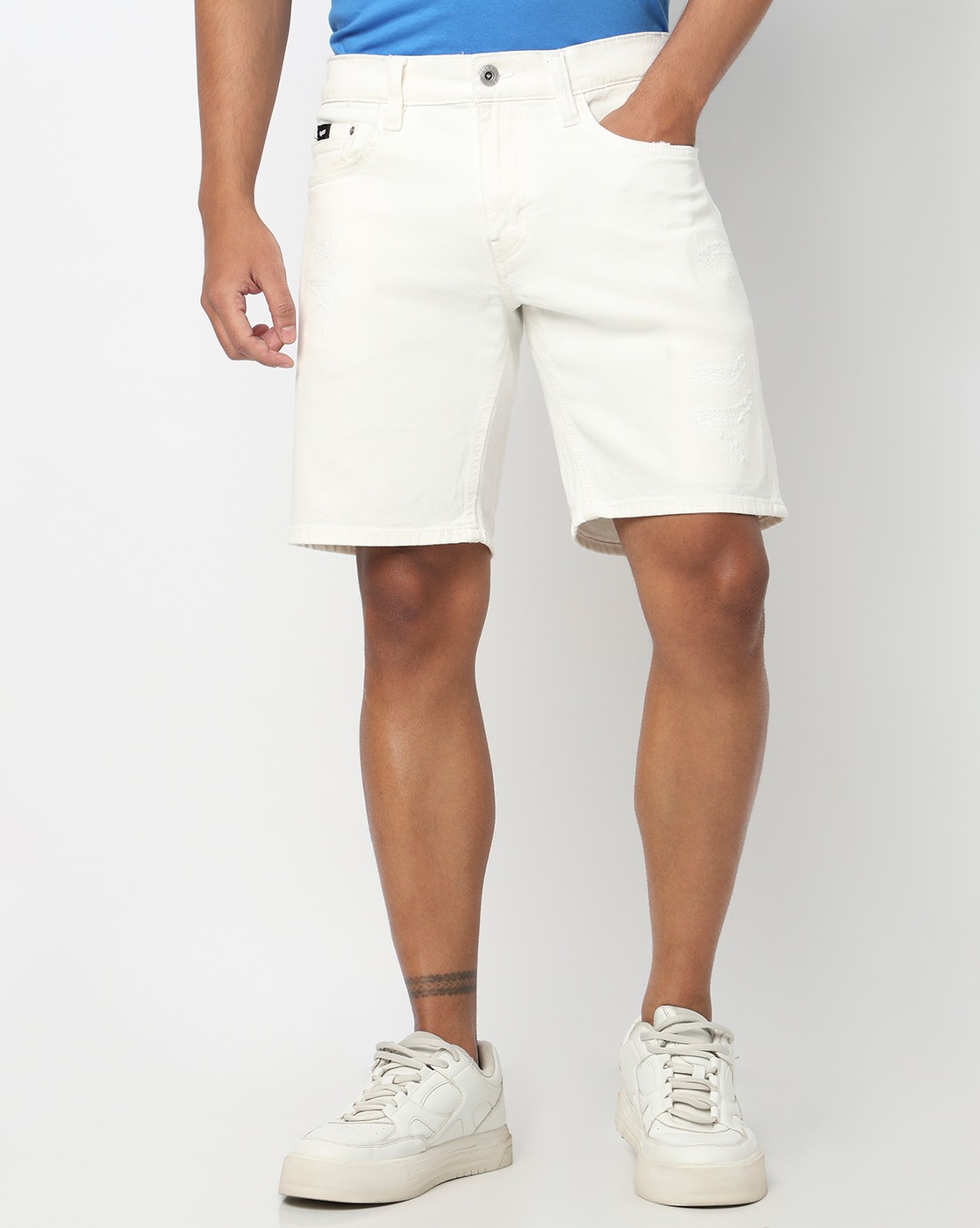GAS | Normcore Stylised Jaxon Distress White Straight Fit Shorts