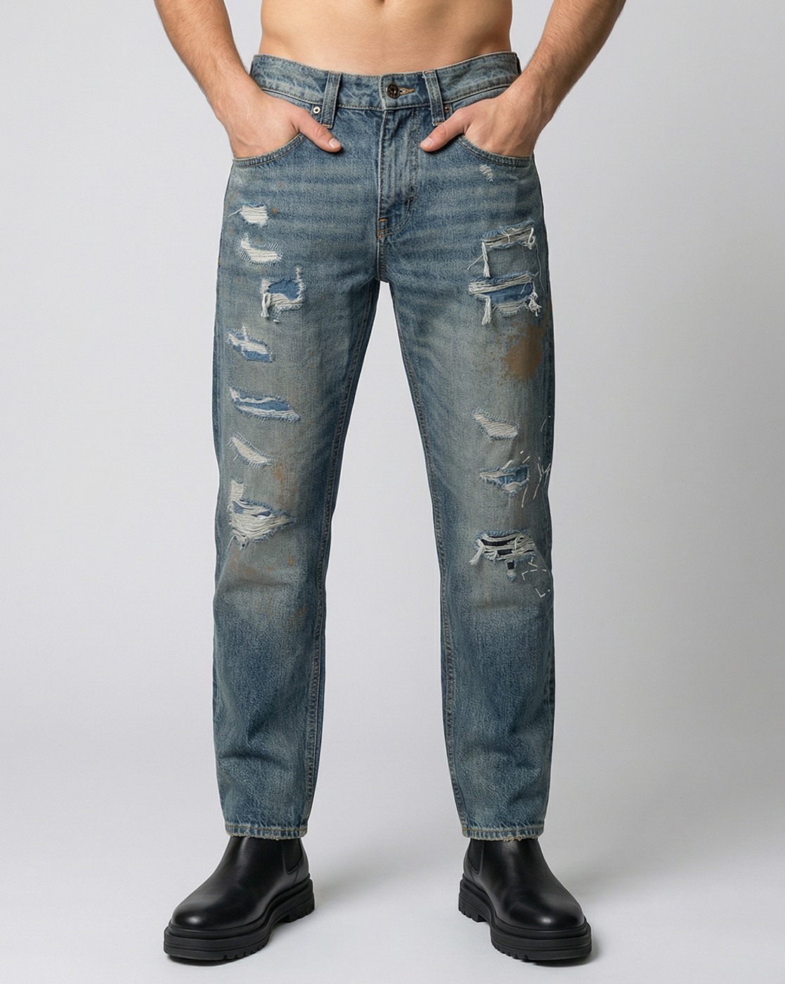 GAS | Artisan Men Straight Fit Jaxon Heavy Distress Artisan Tint Jeans