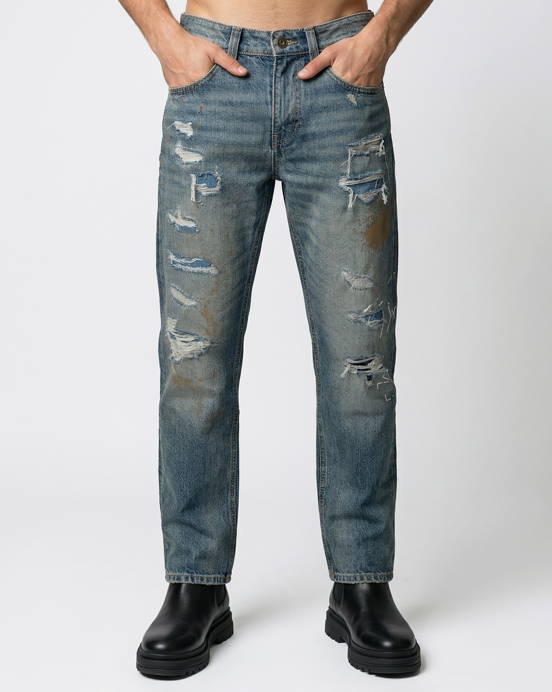 GAS | Artisan Men Straight Fit Jaxon Heavy Distress Artisan Tint Jeans