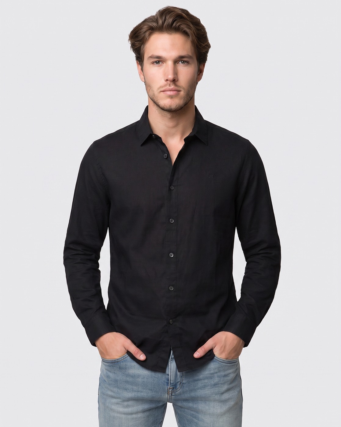 Men's Black Regular Fit Shirt