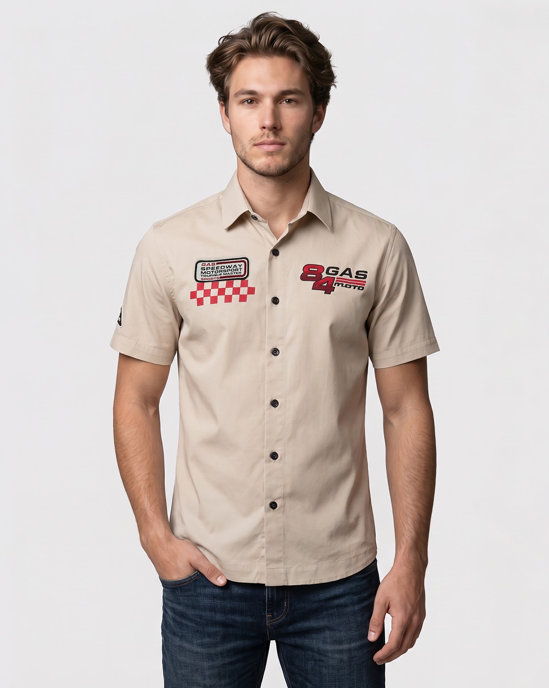 Men's Grey Graphic Regular Fit Shirt