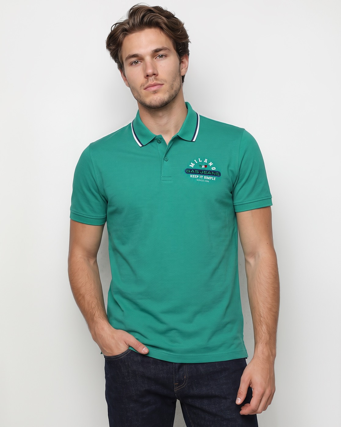 Men's Stretch Embroidered Polo T-Shirt