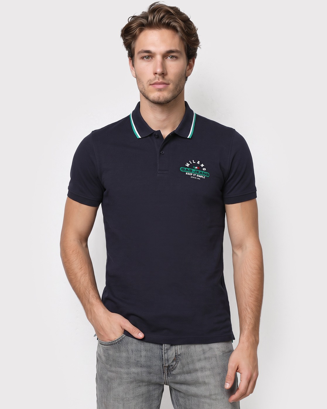 Men's Stretch Embroidered Polo T-Shirt