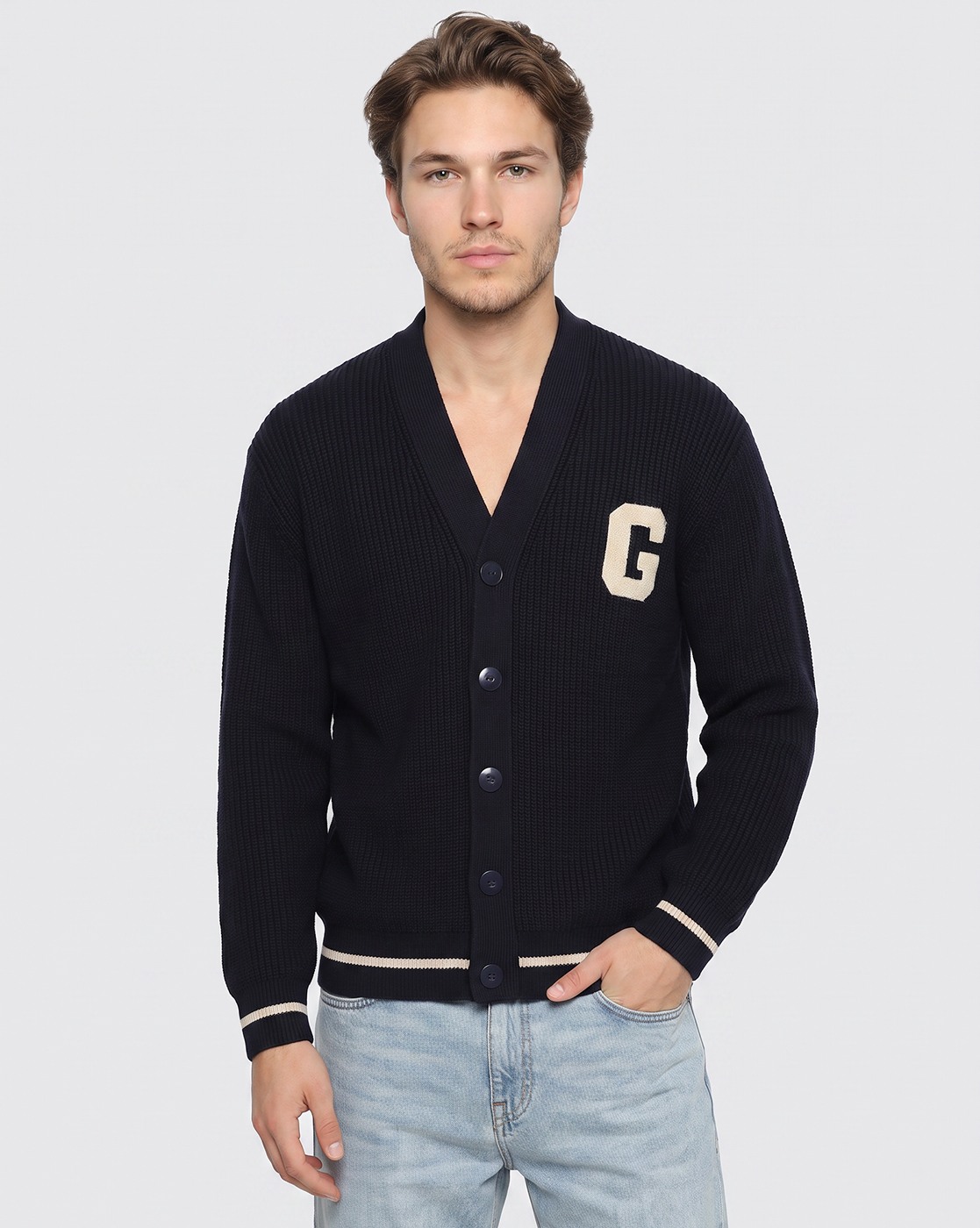 Wool Blend Button-Up Cardigan