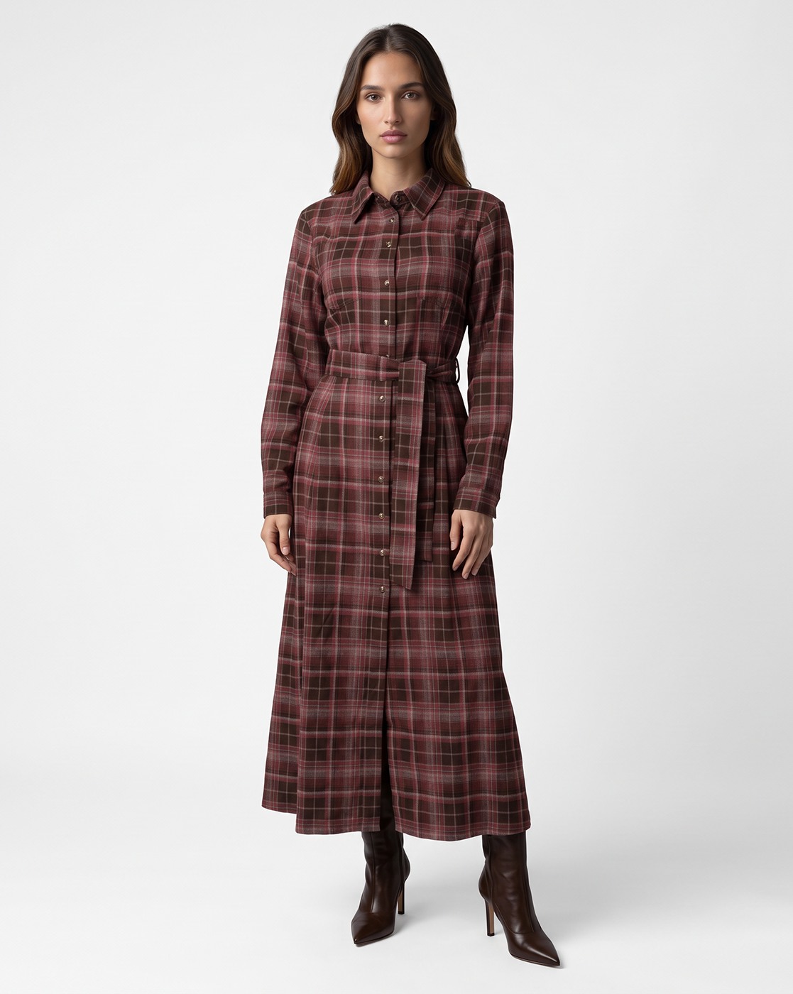 Flannel Check Wrap Dress