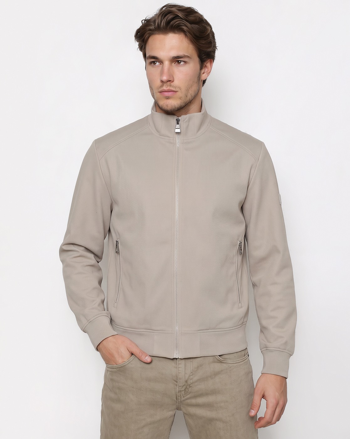Men's Brown Perforated Regular Fit Jacket