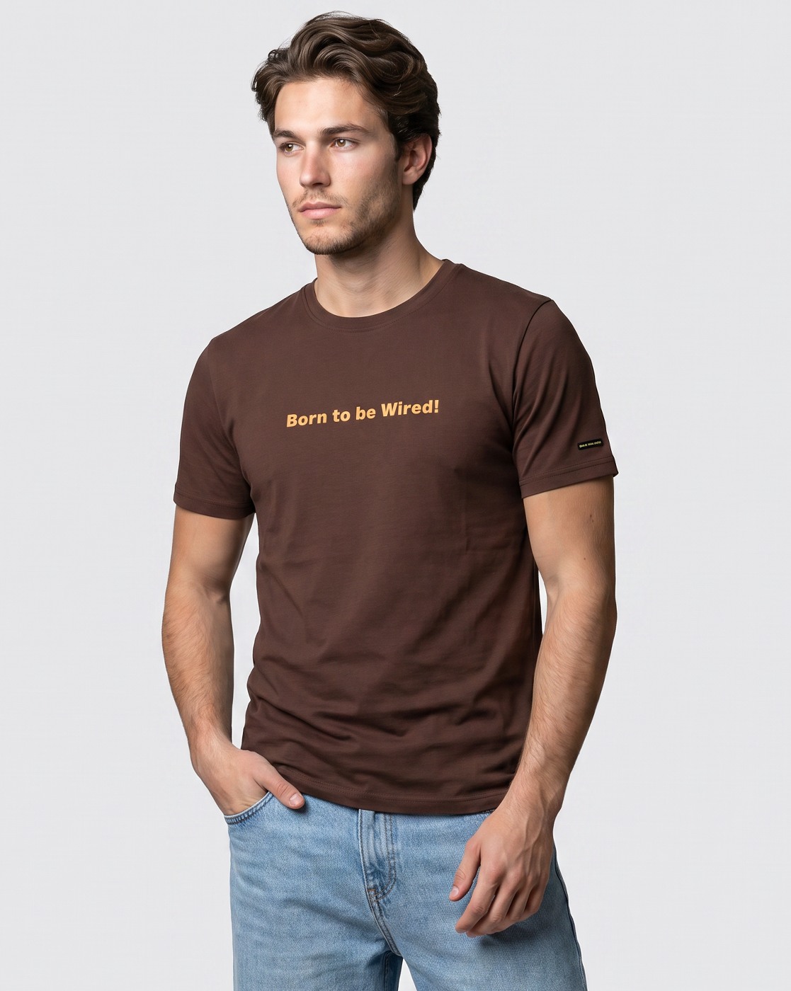 Men's Brown Printed Relaxed Fit T-Shirt