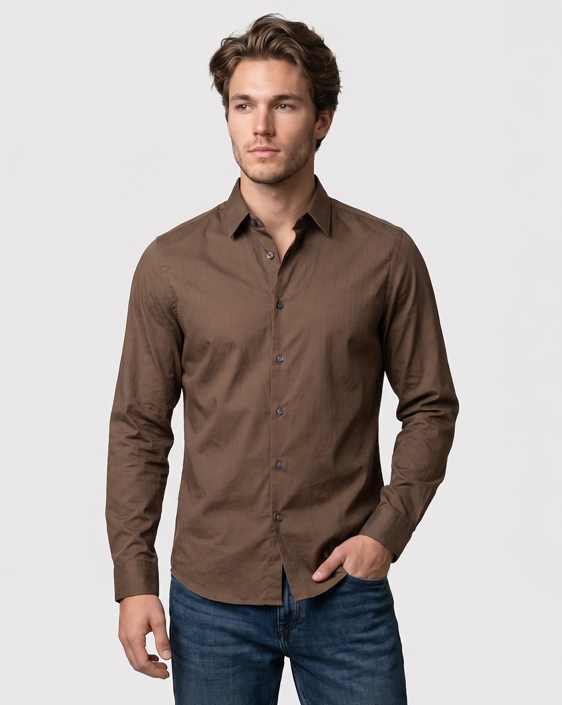 Men's Regular Fit Jacquard Shirt