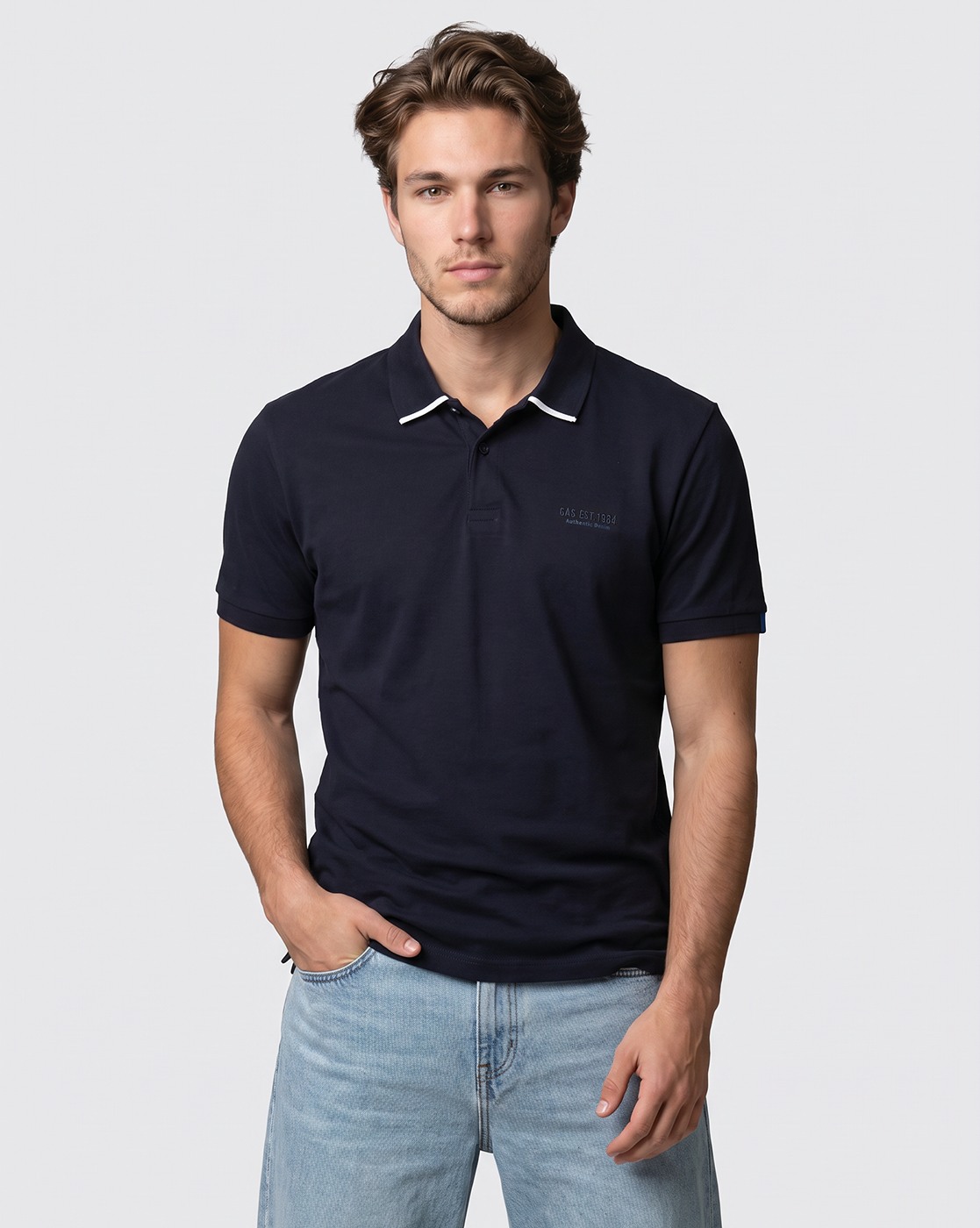 Jacquard Collar Stretch Polo Tee