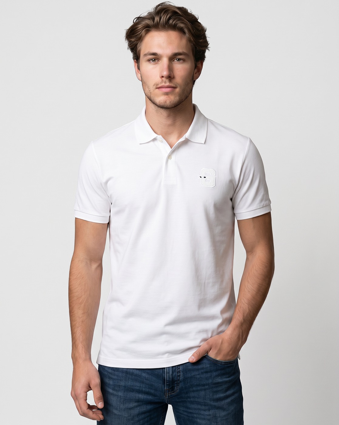 Men's Embroidered Cotton Polo T-Shirt