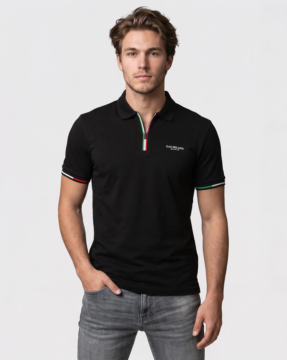 Men's Zip Up Polo T-Shirt