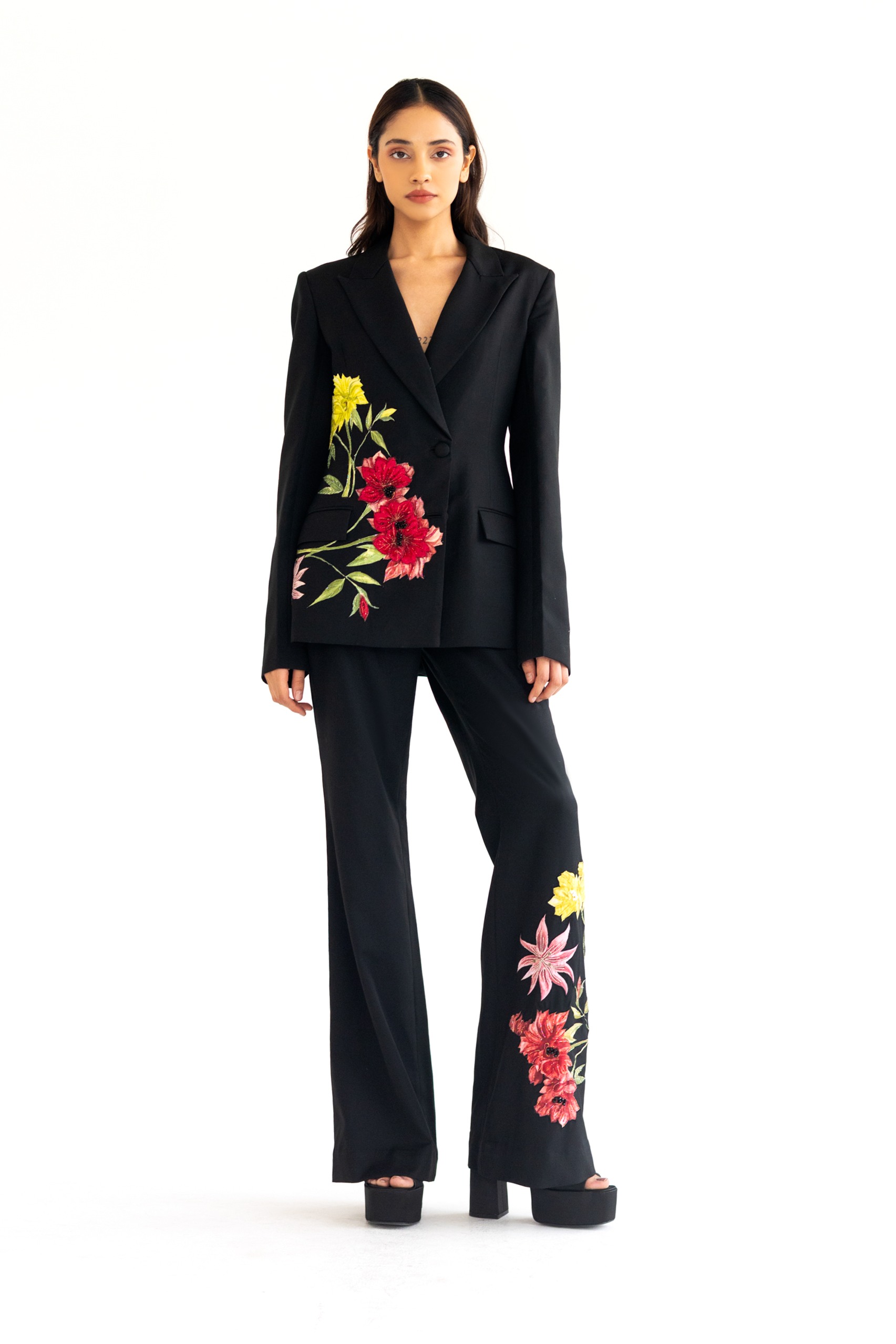 Regular Woollen Jacket with Plantopia Motifs